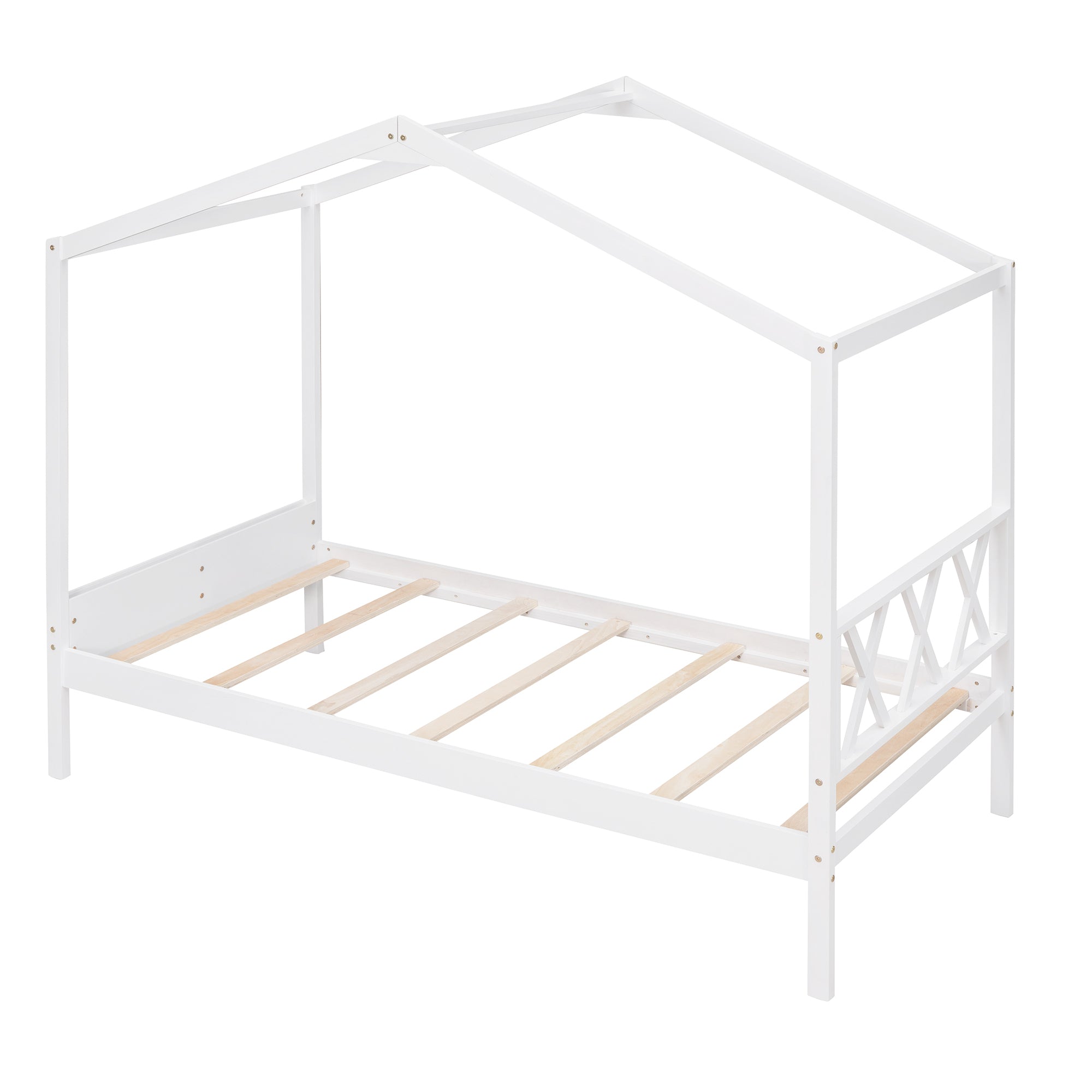 Twin Size Wood House Bed with Storage Space, White(OLD SKU: LP000001AAK) - Atlantic Fine Furniture Melbourne FL