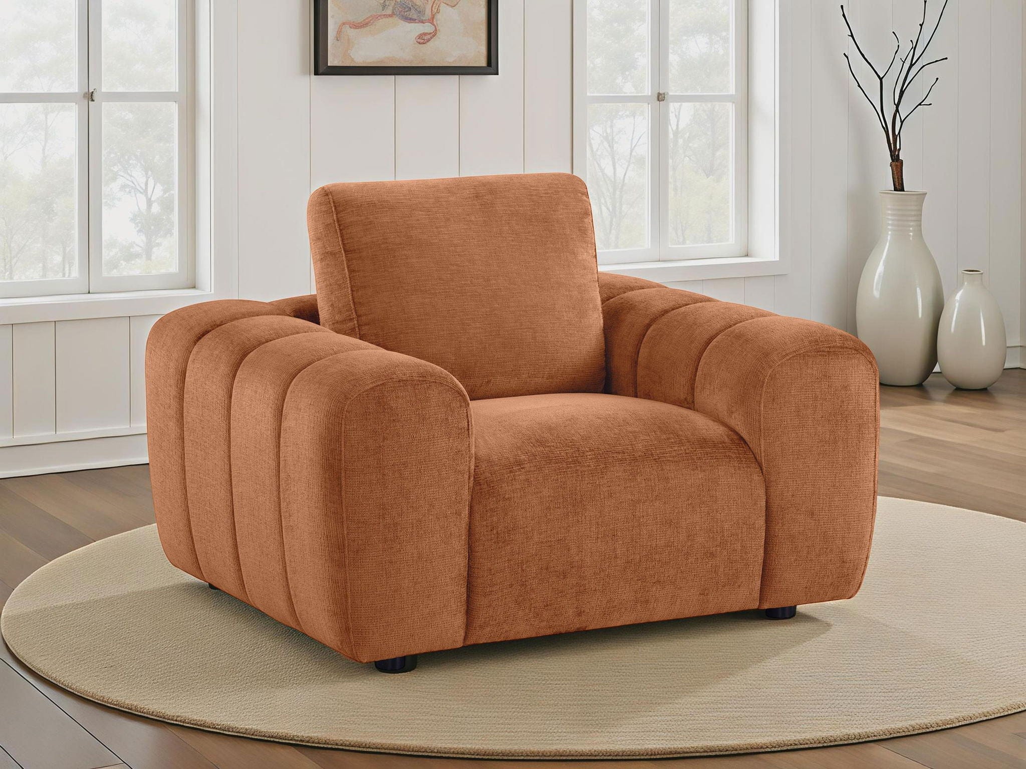 Burnett Chenille Upholstered Accent Chair Burnt Orange - Atlantic Fine Furniture Melbourne FL