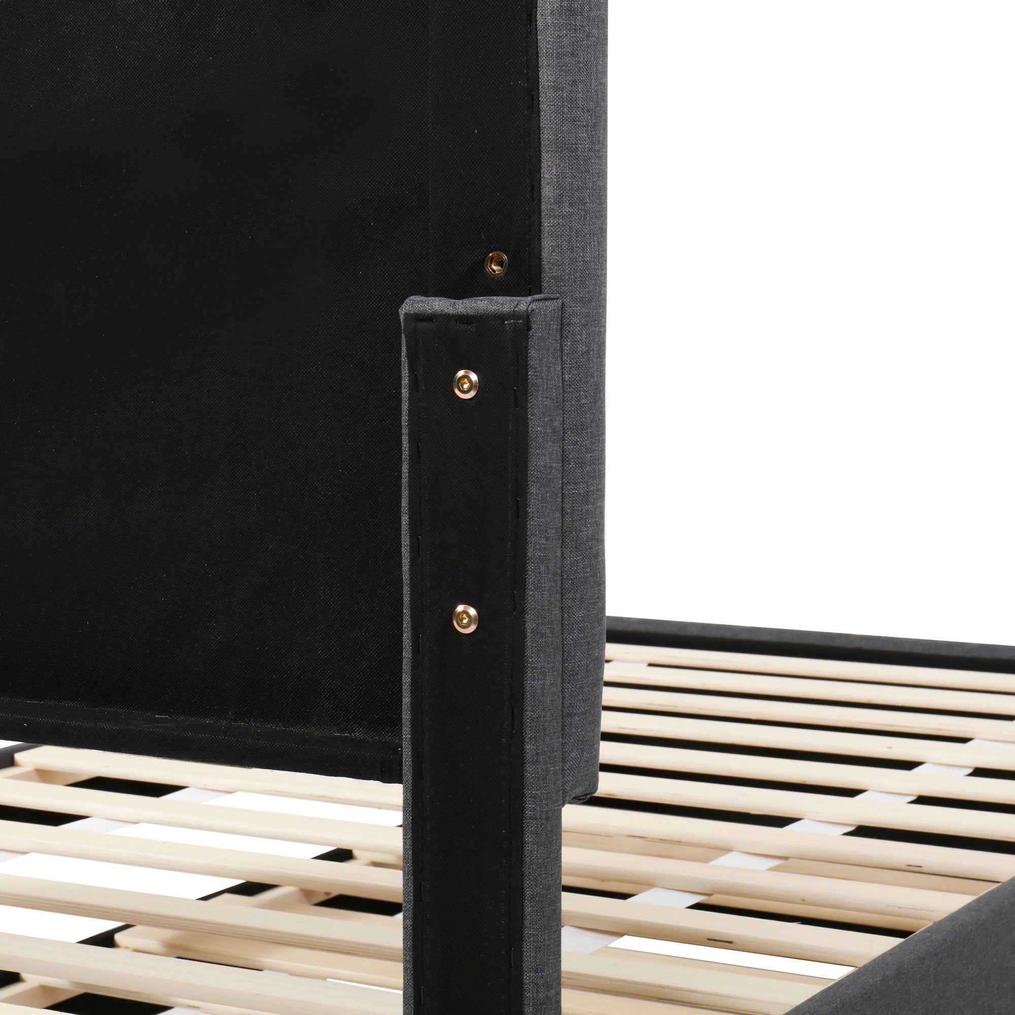 Twin Size Upholstered Platform Bed with Trundle and 3 Drawers, Linen Fabric, Gray - Atlantic Fine Furniture Melbourne FL