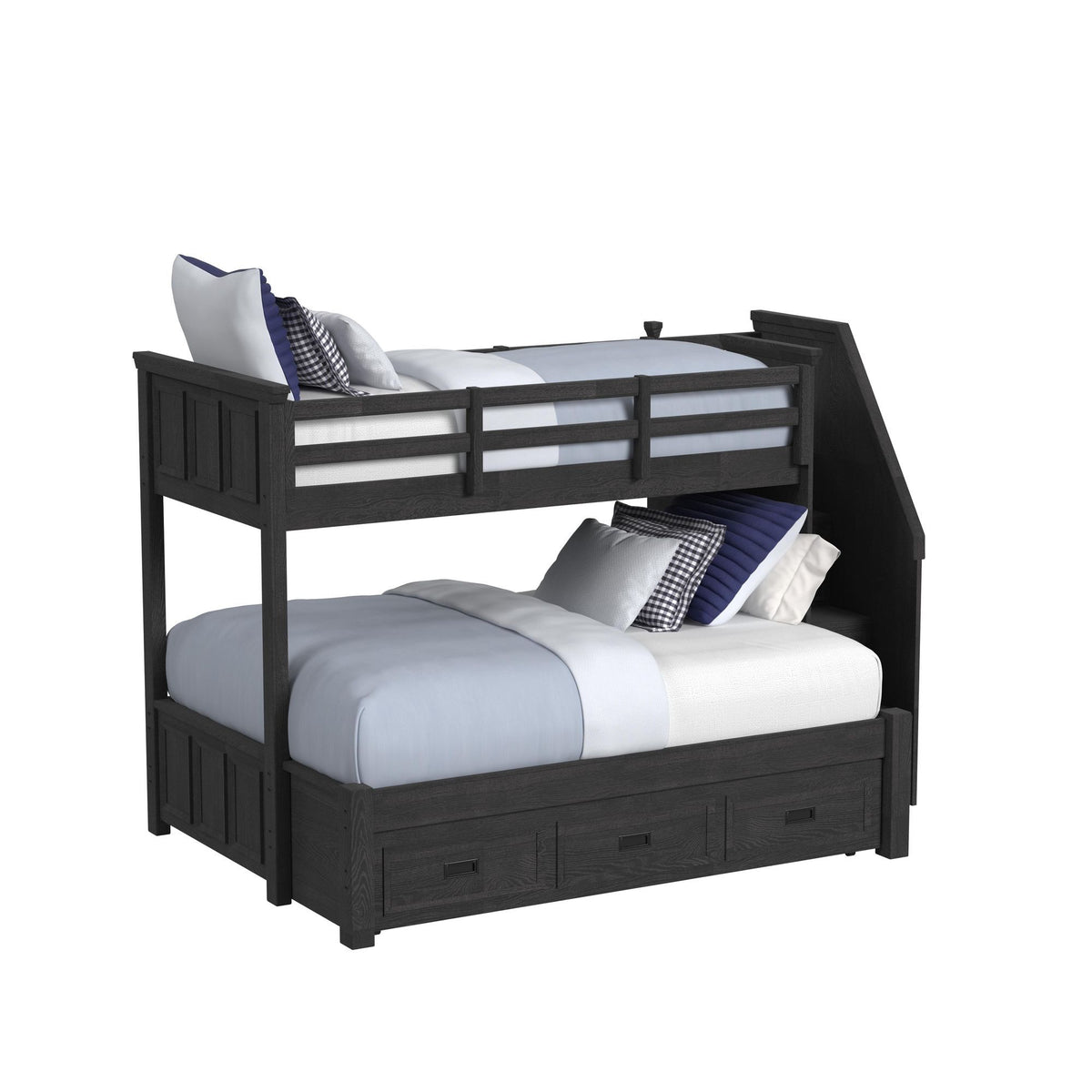 Hampton Kids Bunk With Staircase And Trundle in Black by Elements International, view 2