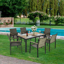 All Weather 7 Piece Patio Dining Table Set With Umbrella Hole - Brown / Gray