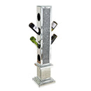 Crushed Diamond Floating Mirrored Wine Bottle Holder - Silver
