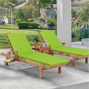 2 Piece Outdoor Chaise Lounge Chair Cushion Set With Pillow, Replacement Patio Seat Cushions - Apple Green