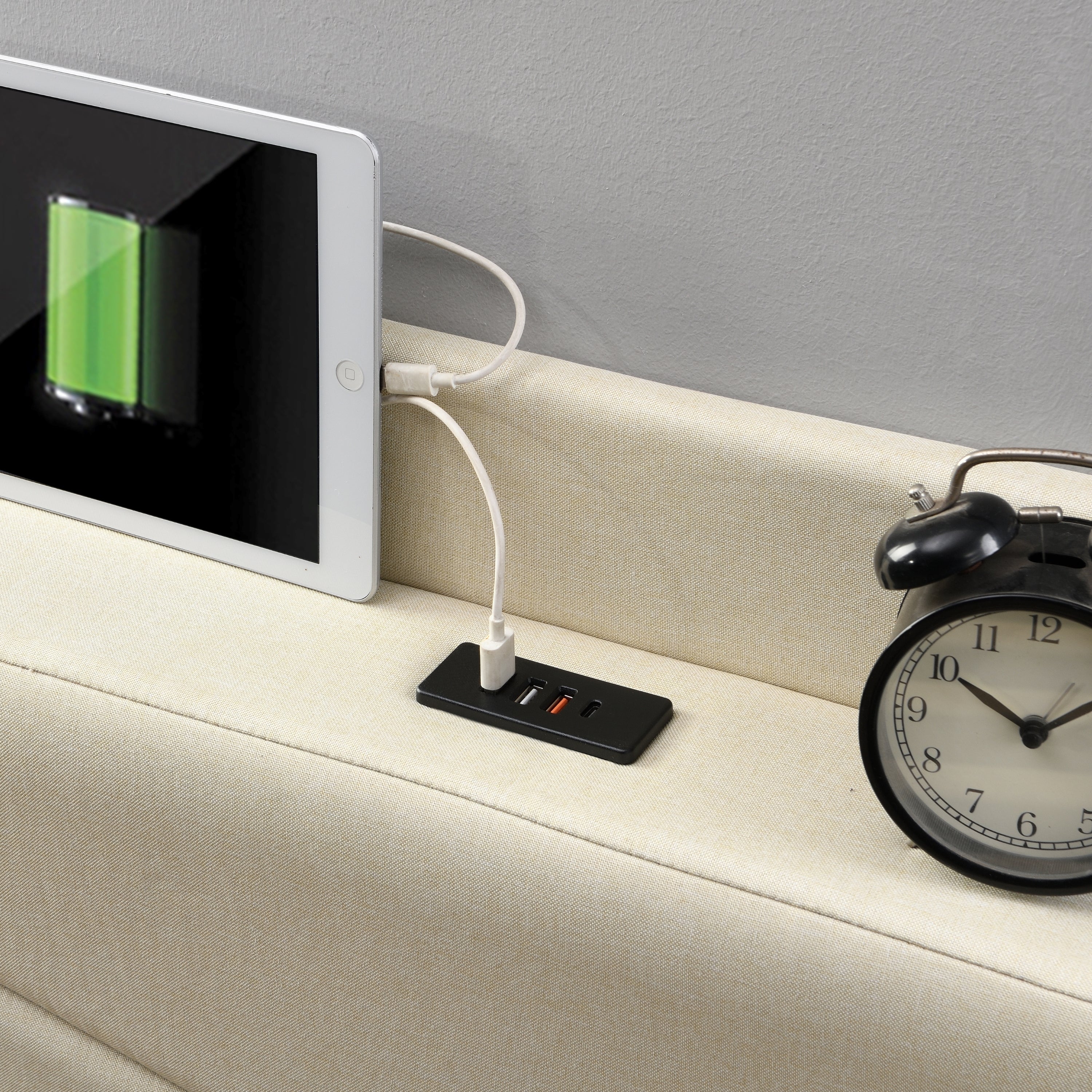 Queen Size Bed Frame with 2 Storage Drawers, Upholstered Bed Frame with Wingback Headboard Storage Shelf Built-in USB Charging Stations and Strong Wood Slats Support, No Box Spring Needed, Beige