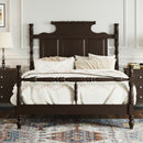 Vintage Country Style 4 Poster Platform Bed With High Crown Like Headboard, No Box Spring Needed