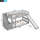 Twin Over Twin Bunk Stairway Bed With 2 Drawers And Slide - Gray