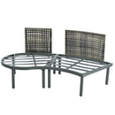 6 Piece Patio Set, Half Moon Outdoor Sectional Sofa With 2 High Low Coffee Tables, 4 Pillows & Cushions