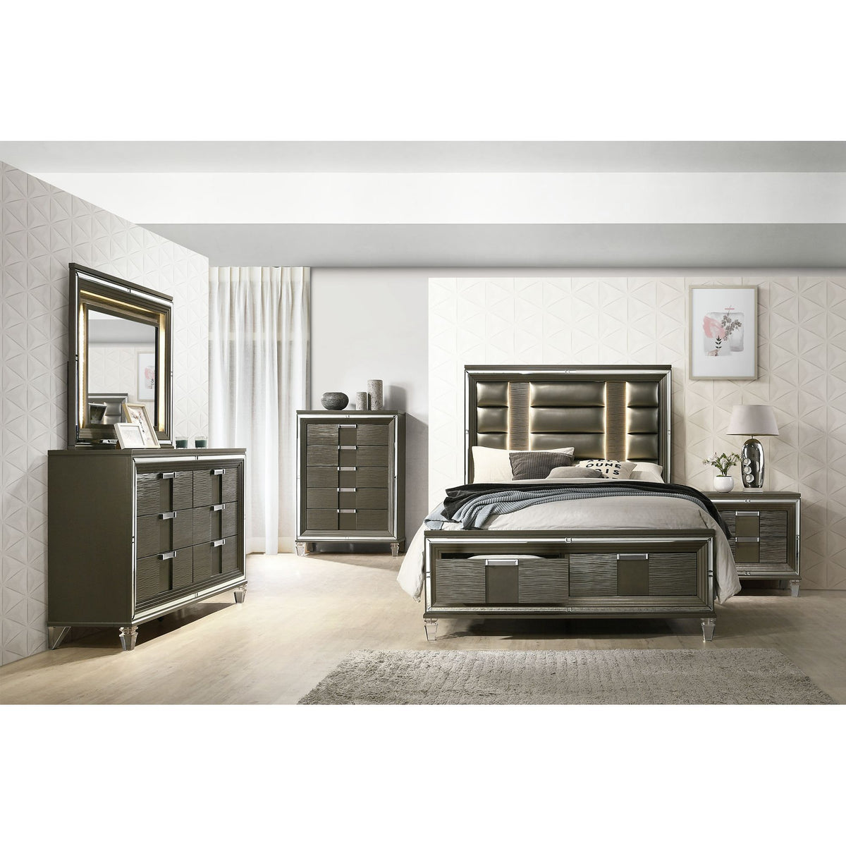 Twenty Nine 5-Drawer Flip-Top Chest in Dark Gray by Elements International, view 8