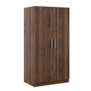 2 Door Wooden Wardrobe Armoire With 3 Storage Shelves - Brown