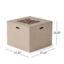 Outdoor Patio Square Gas Burning Concrete Fire Pit 40,000 Btu