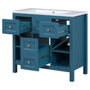 Bathroom Vanity With Resin Sink Combo, Freestanding Vanity Set With 5 Drawers