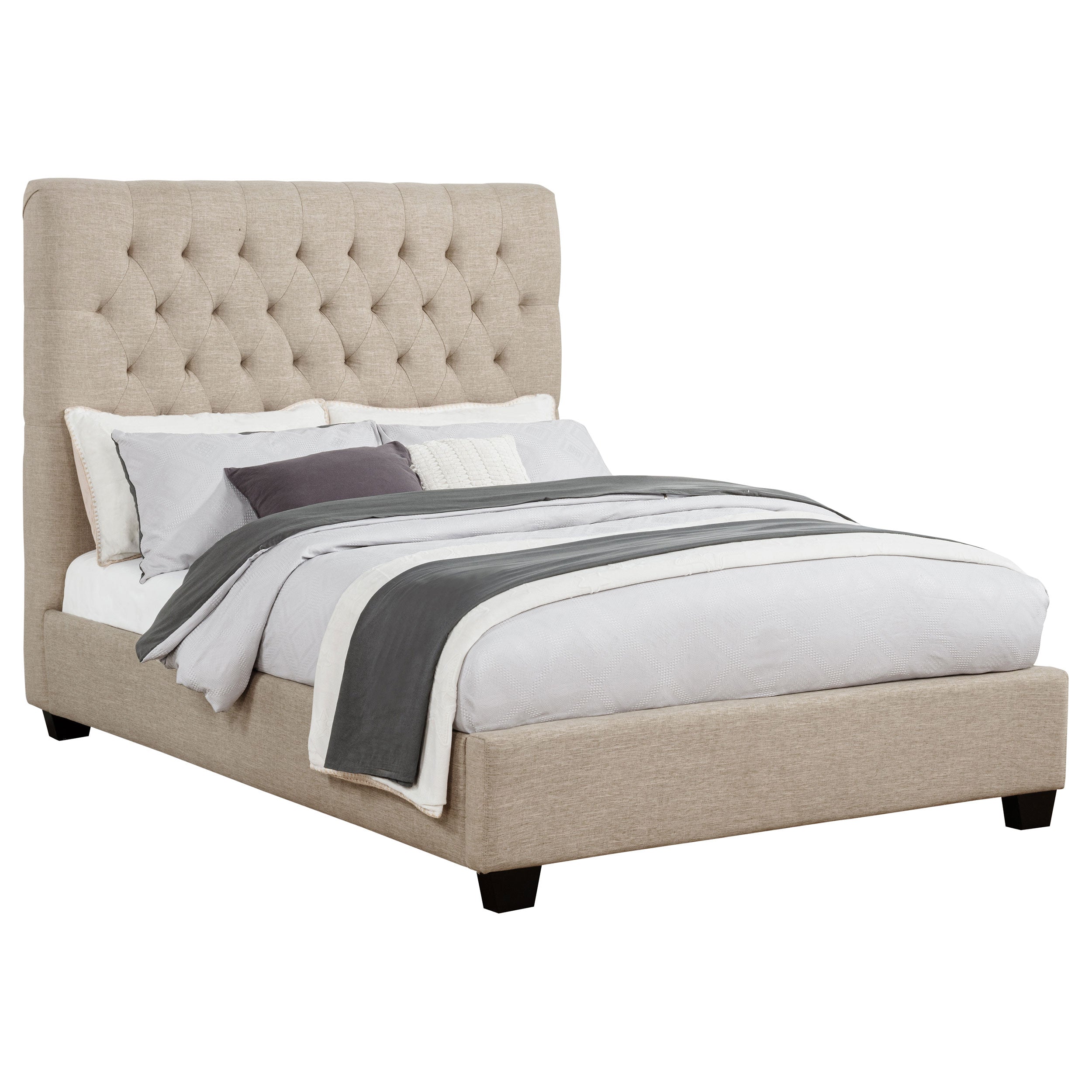 Chloe Upholstered Full Panel Bed Oatmeal — view 3