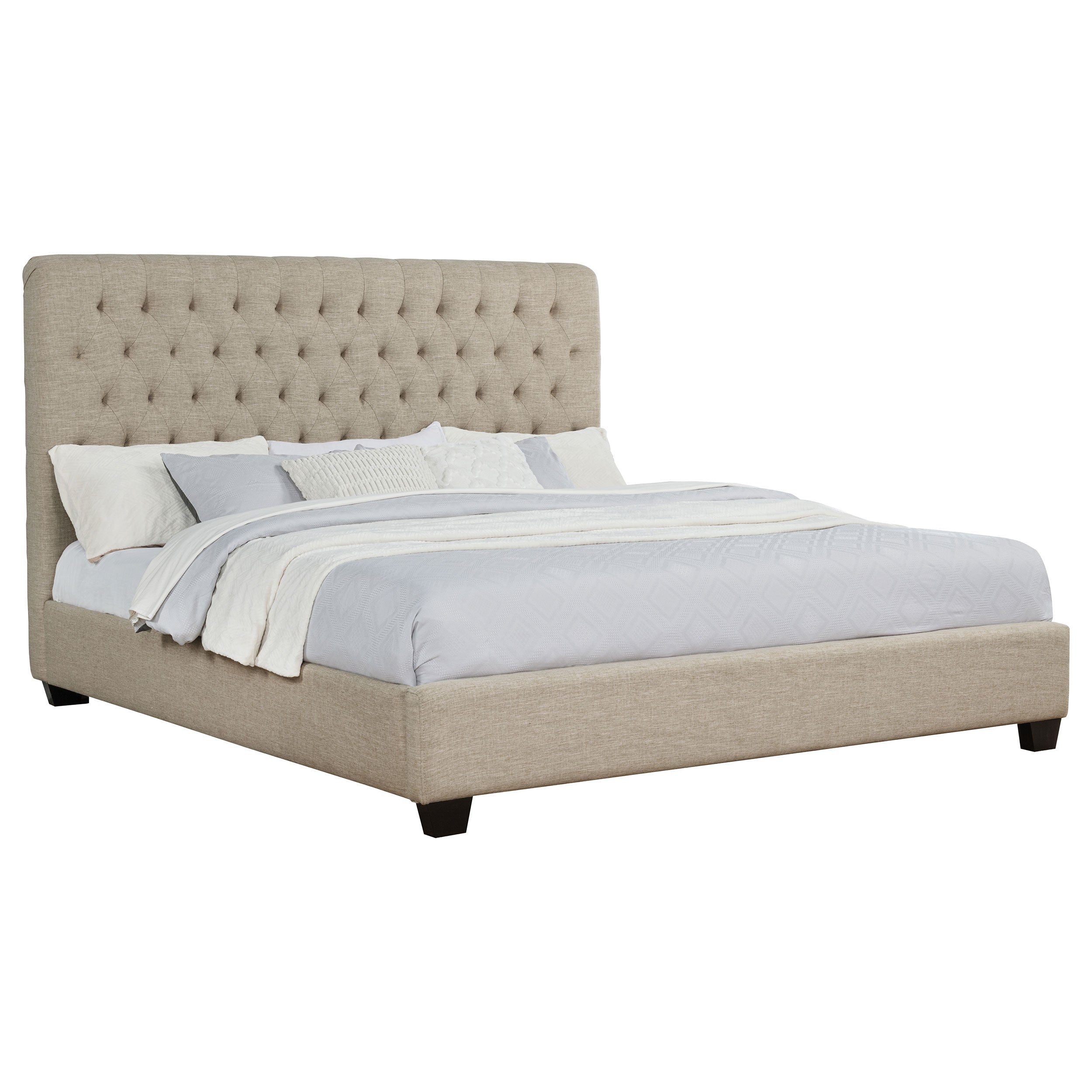 Chloe Upholstered Eastern King Panel Bed Oatmeal — view 3