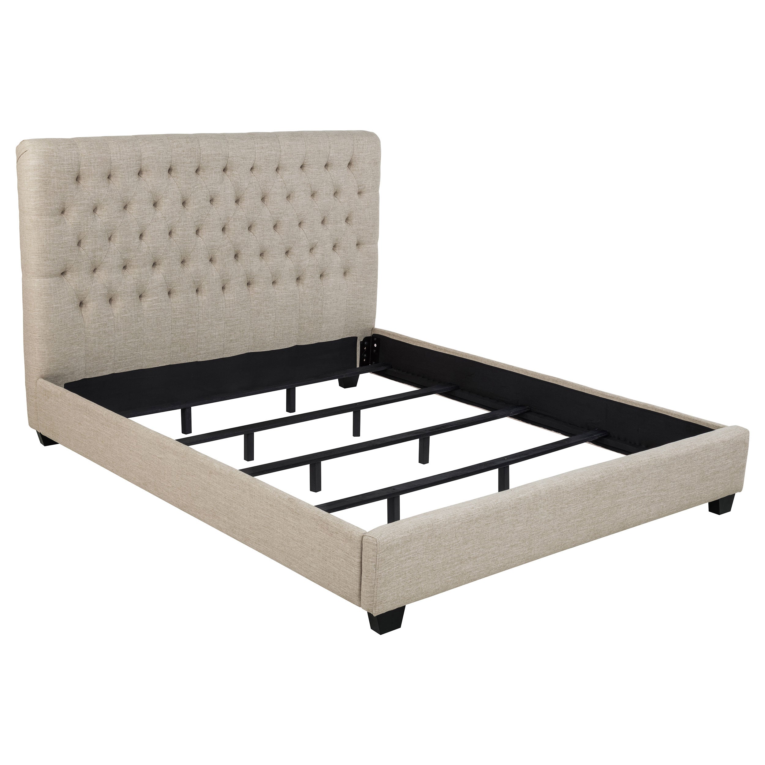 Chloe Upholstered California King Panel Bed Oatmeal — view 1