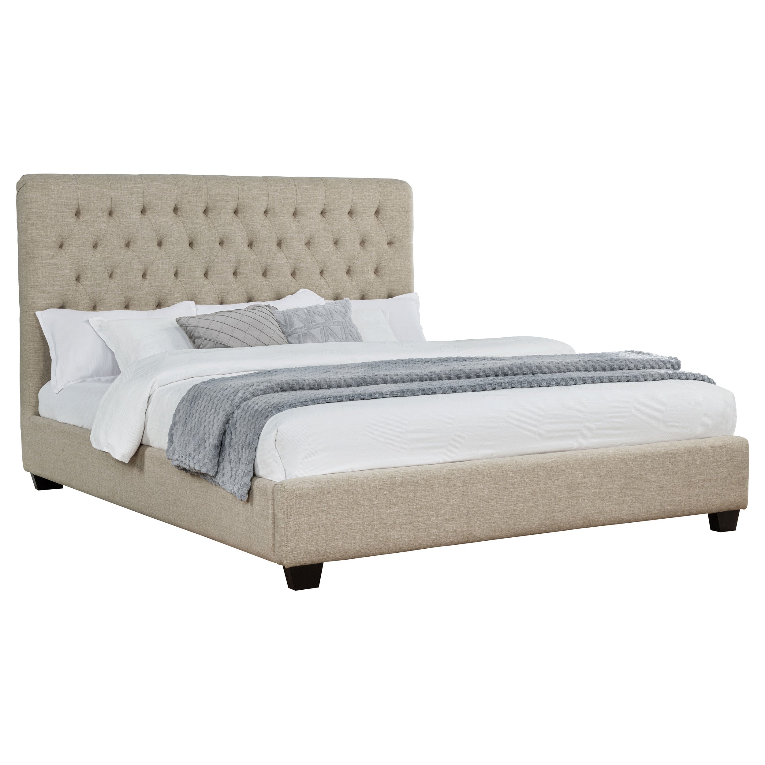 Chloe Upholstered California King Panel Bed Oatmeal — view 3