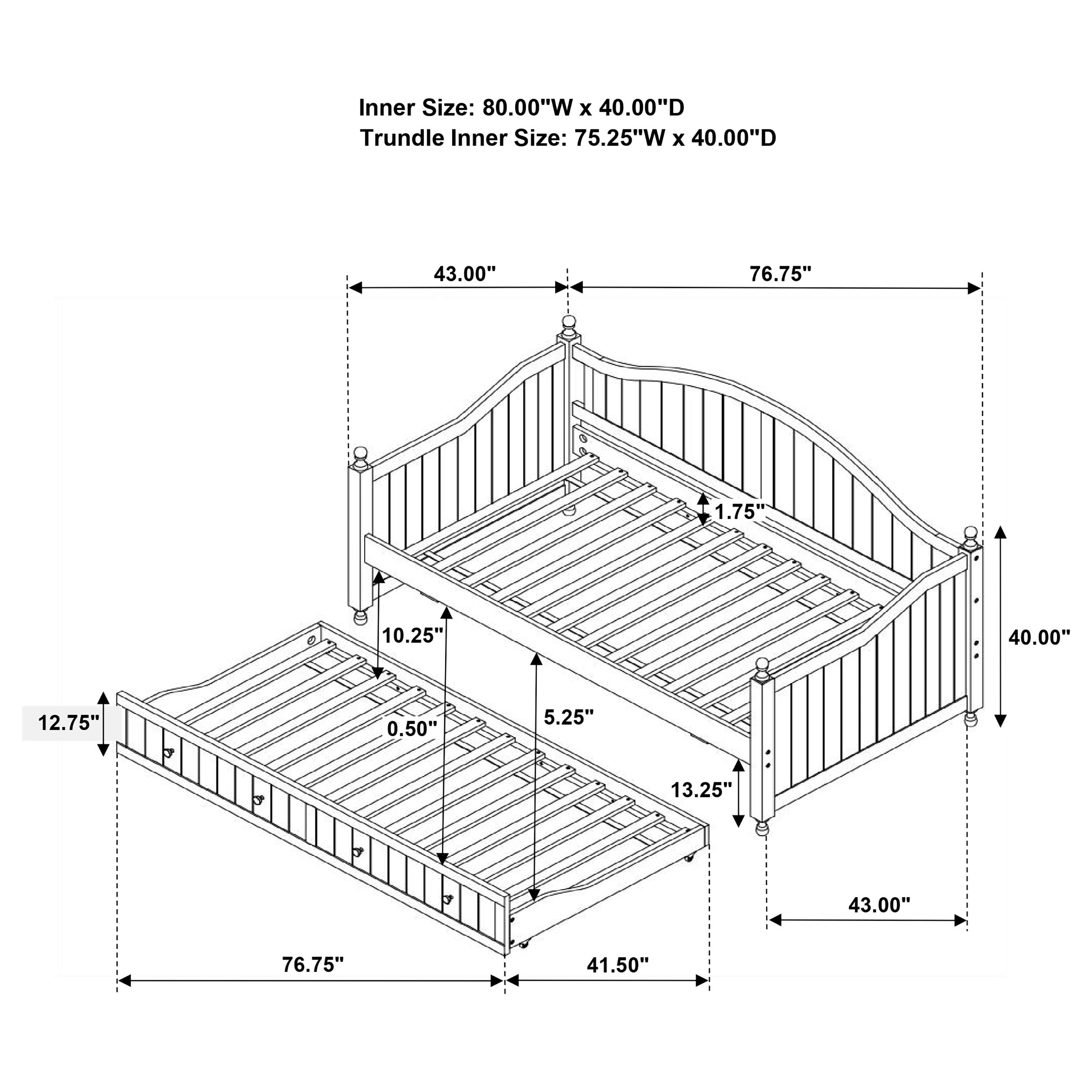 Julie Ann Wood Twin Daybed with Trundle White — view 13