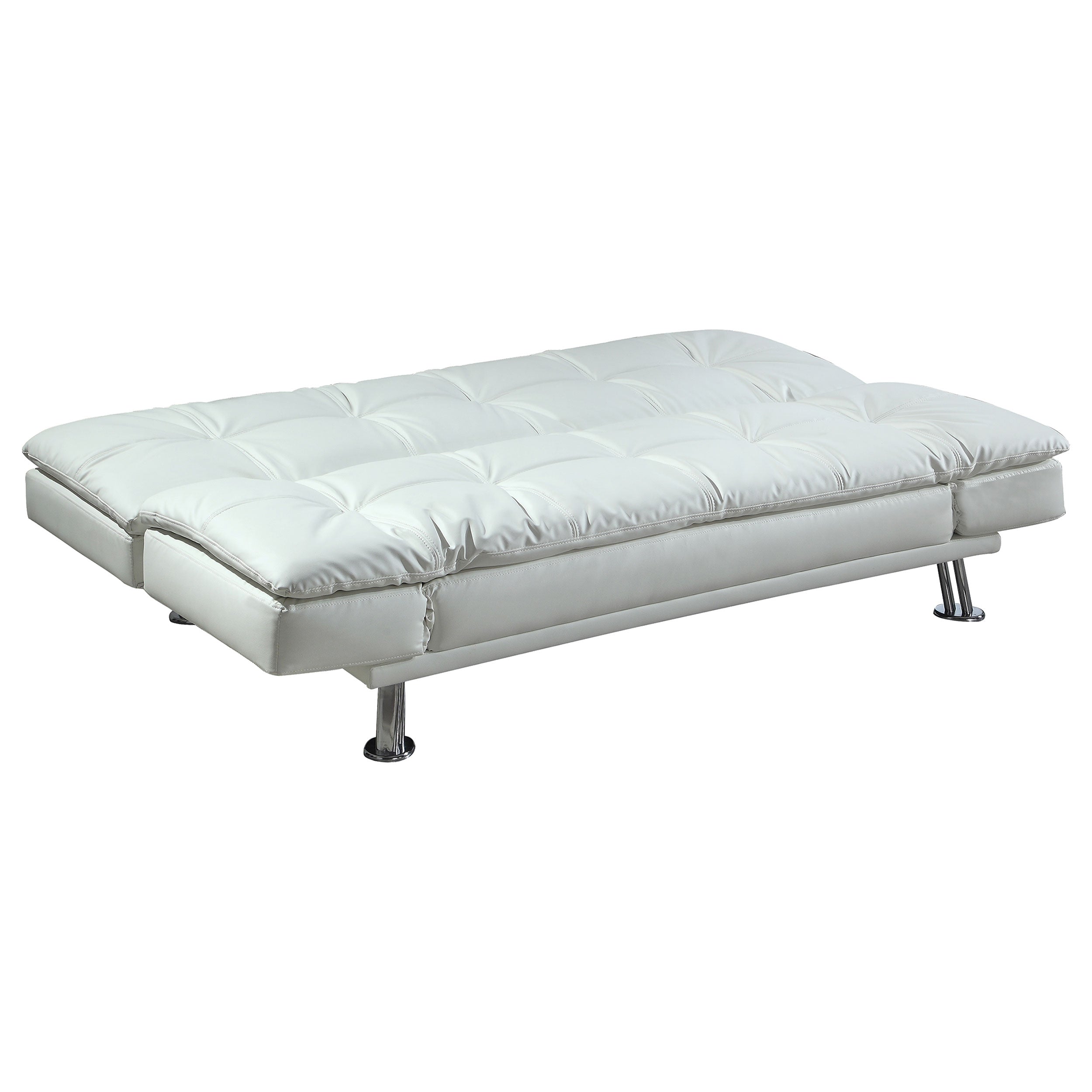 Dilleston Upholstered Tufted Convertible Sofa Bed White — view 4