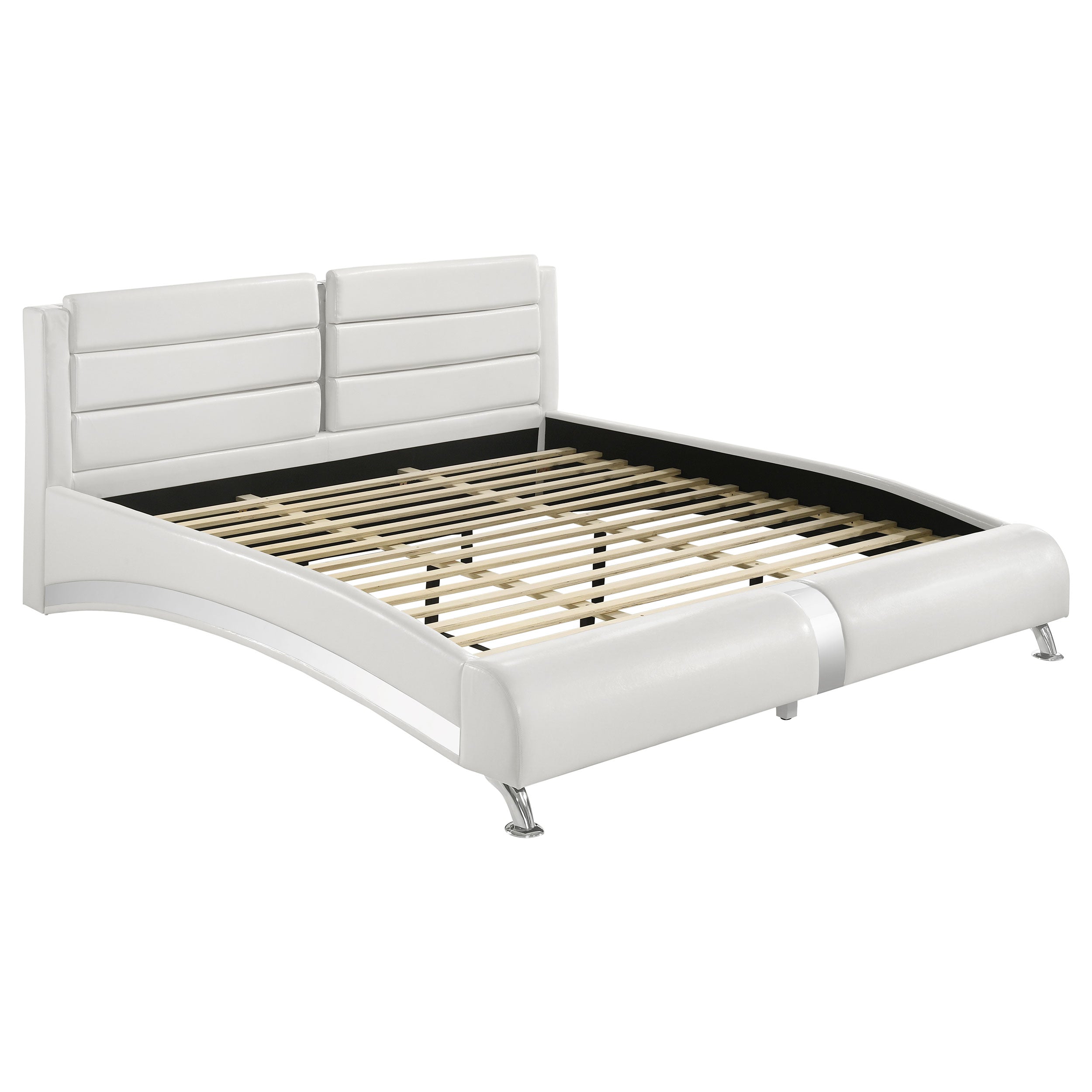 Jeremaine Upholstered Eastern King Sleigh Bed White — view 1