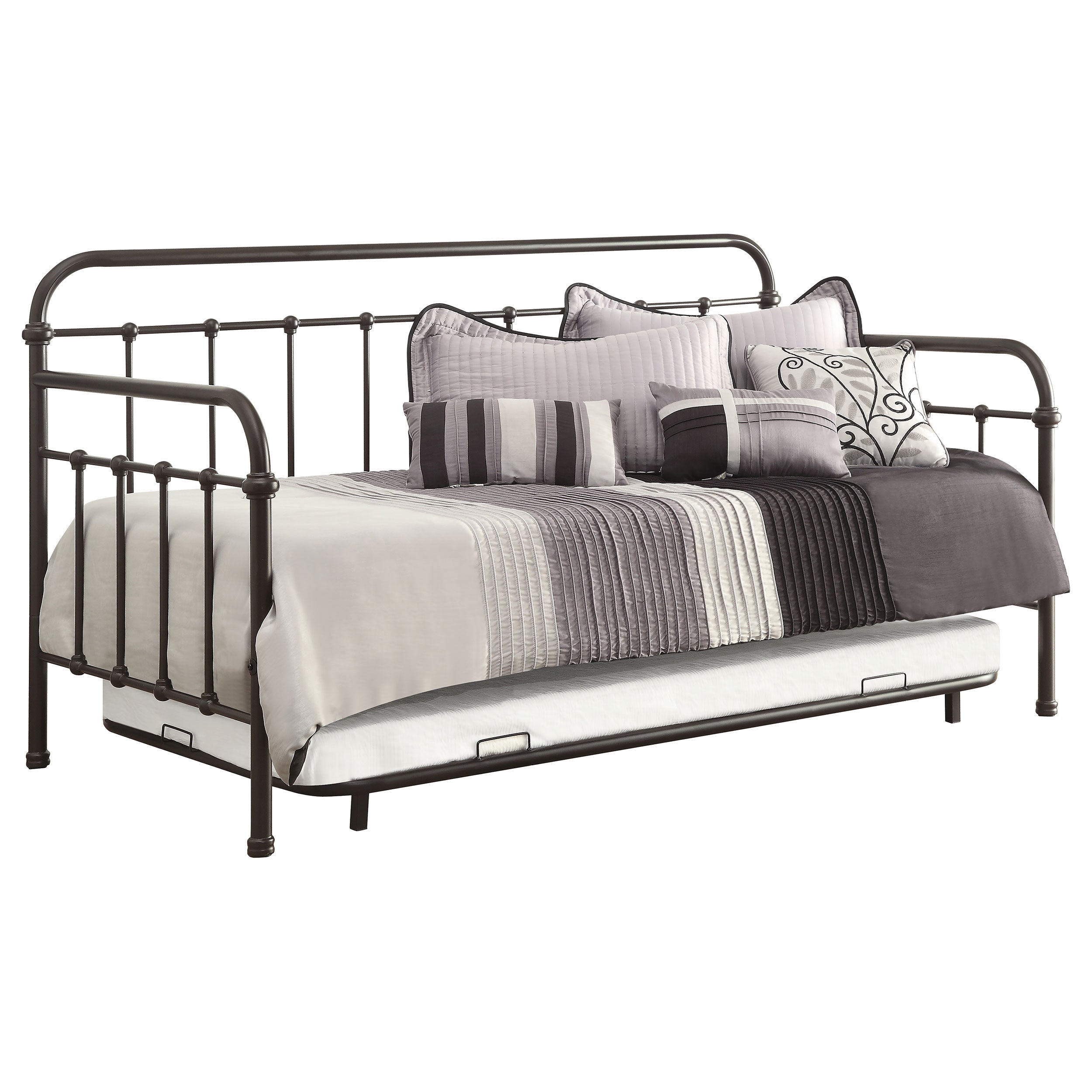 Livingston Metal Twin Daybed with Trundle Dark Bronze — view 1