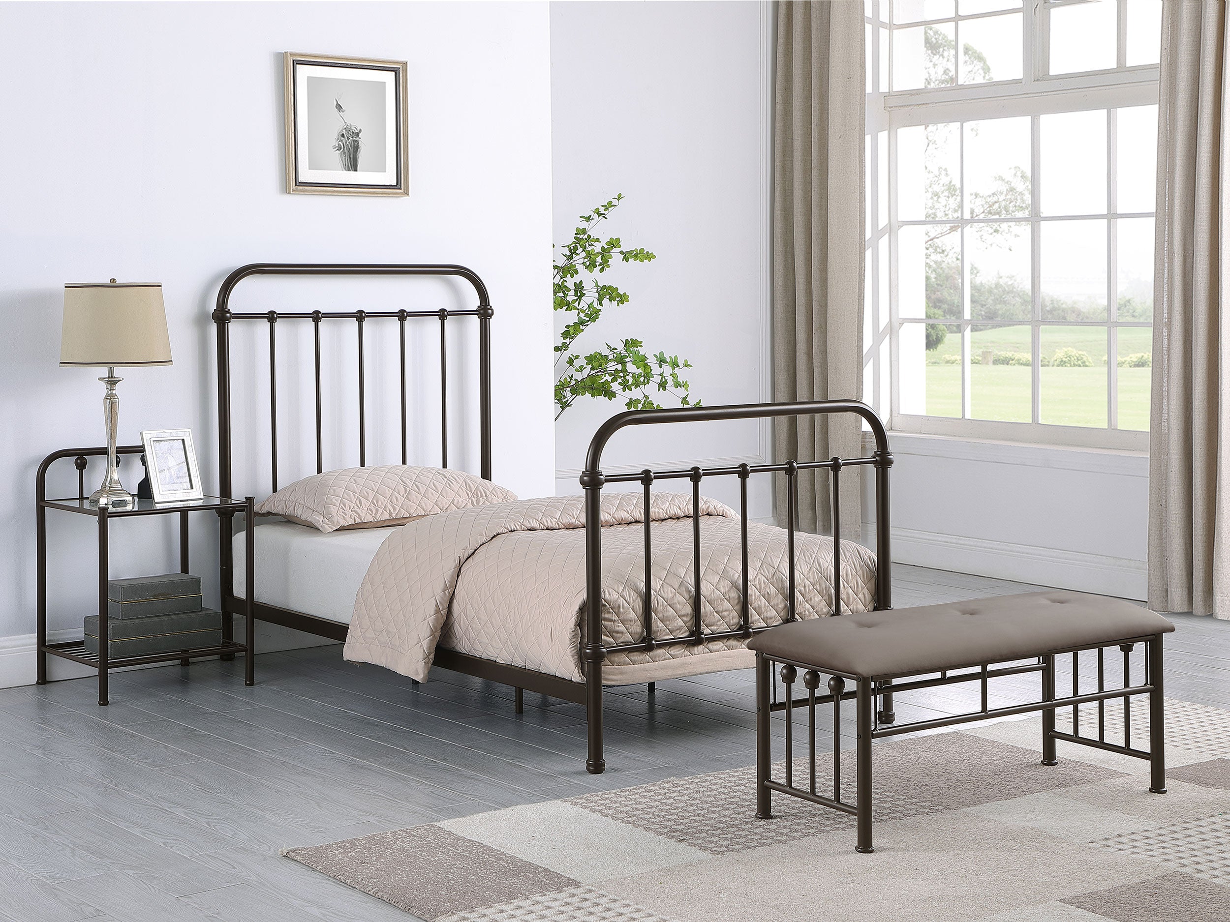 Livingston Metal Twin Open Frame Bed Dark Bronze — view 11