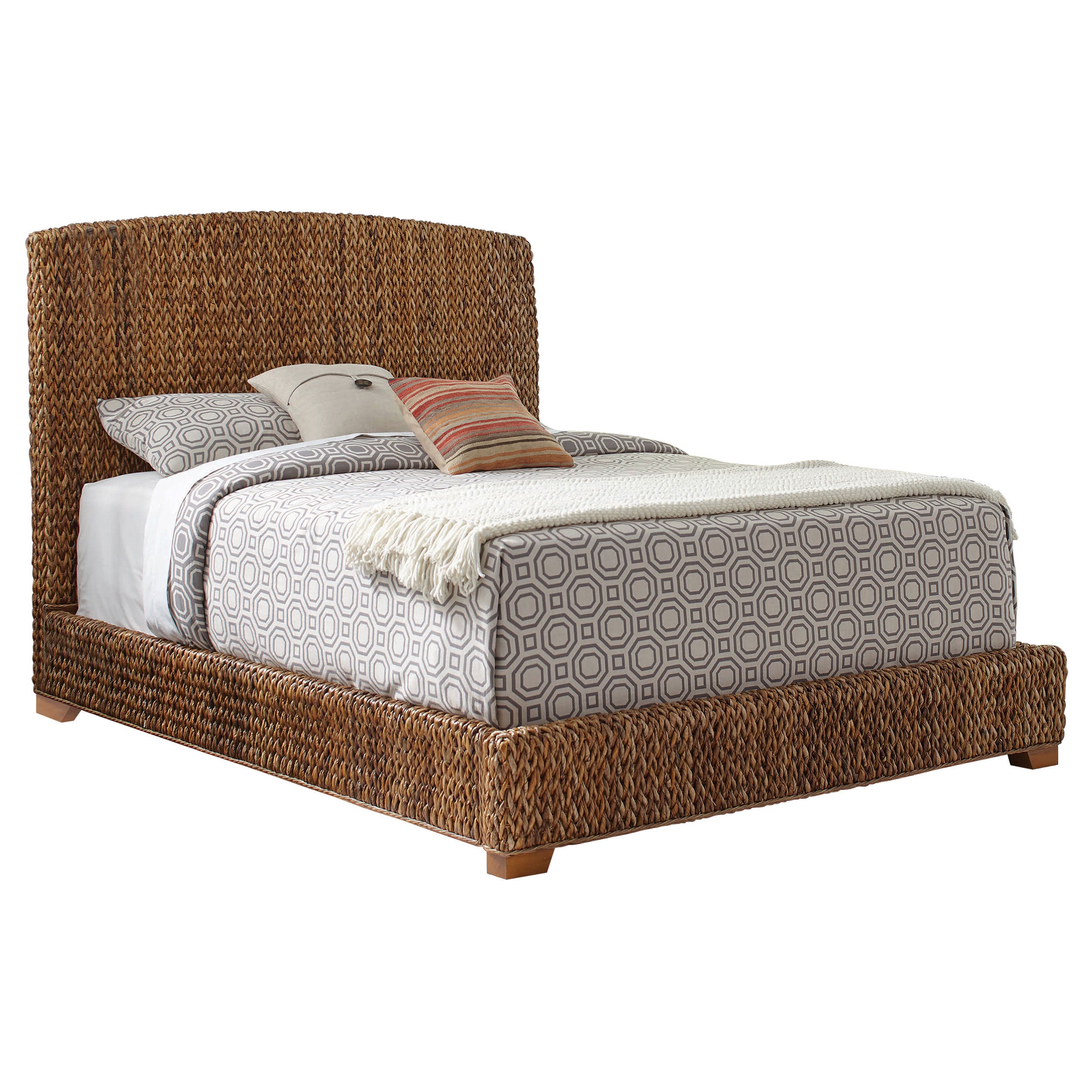 Laughton Banana Leaf Eastern King Panel Bed Amber — view 1