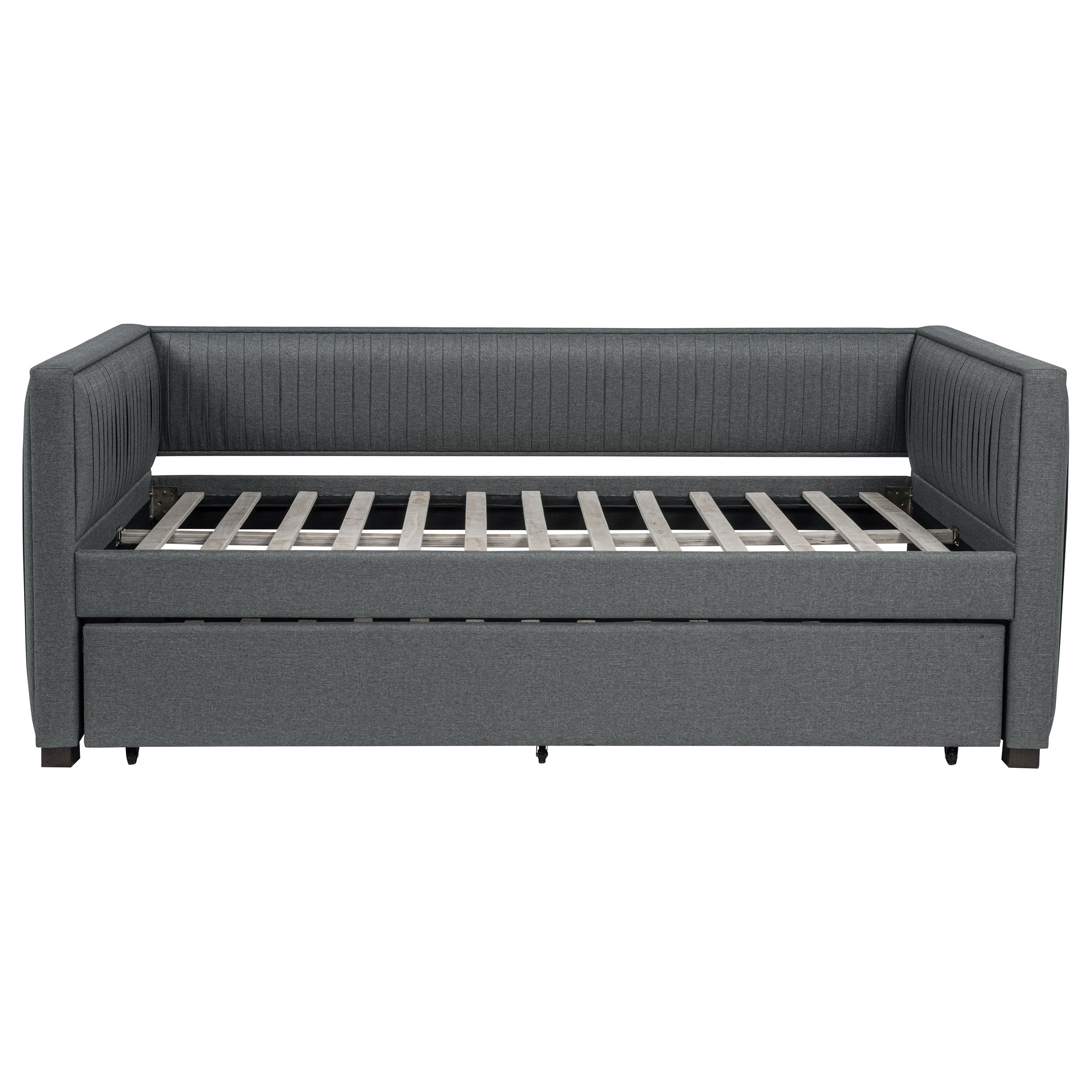 Brodie Upholstered Twin Daybed with Trundle Grey — view 4