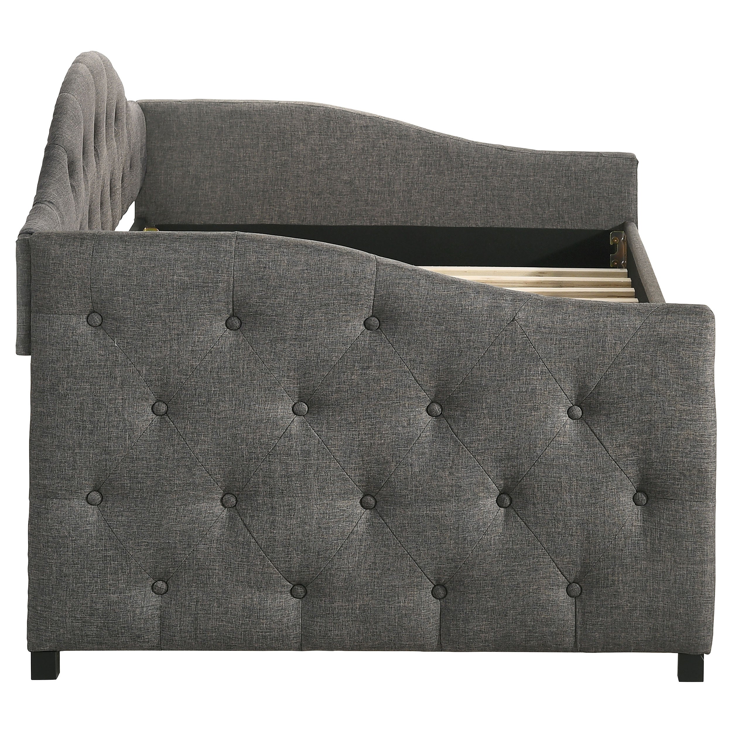 Sadie Upholstered Twin Daybed with Trundle Grey — view 6