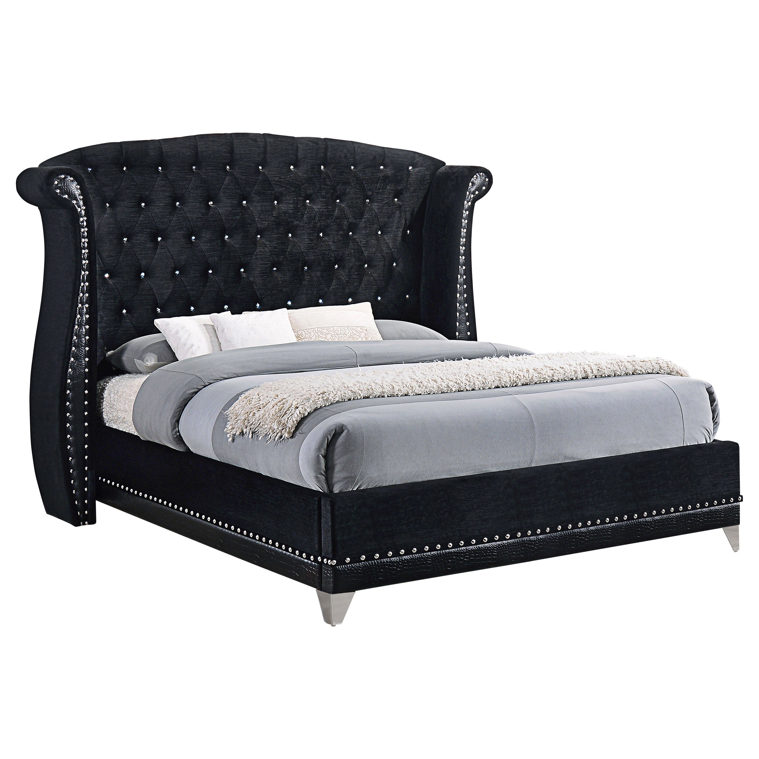 Barzini Upholstered Queen Wingback Bed Black — view 1