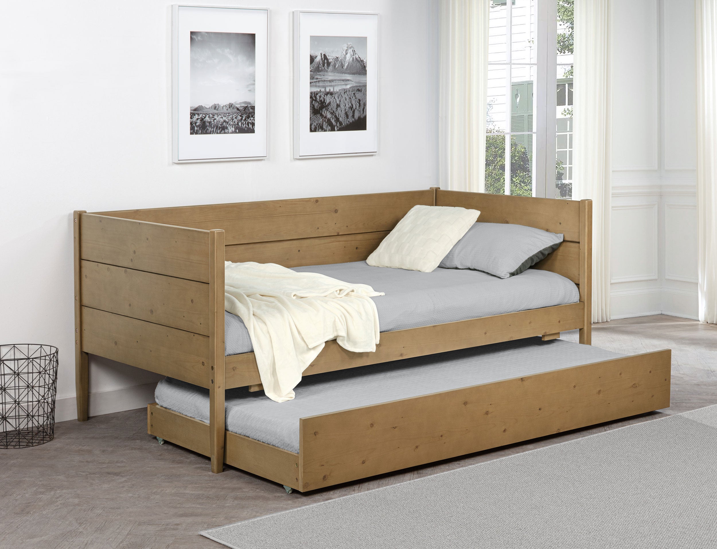 Calinda Wood Twin Daybed With Trundle Natural — view 2