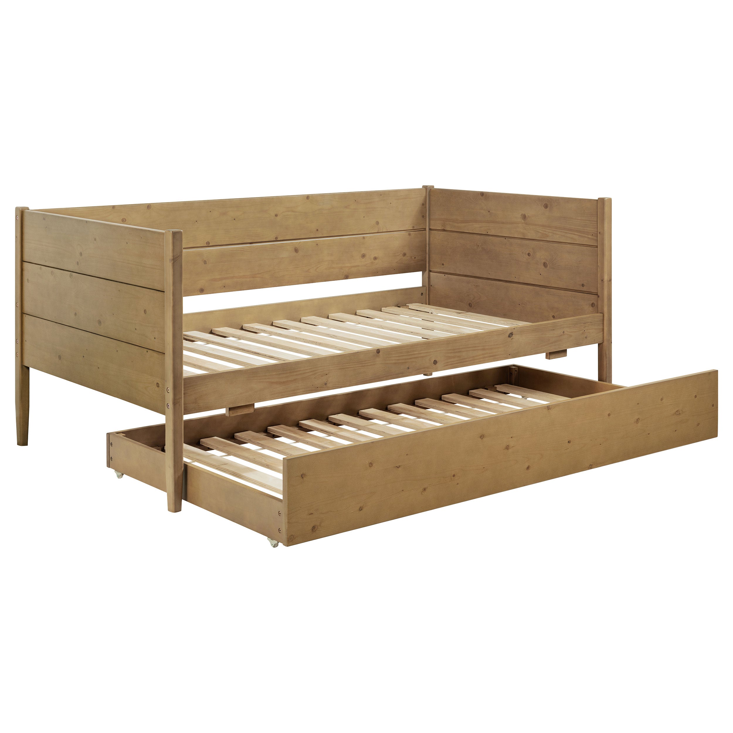 Calinda Wood Twin Daybed With Trundle Natural — view 1