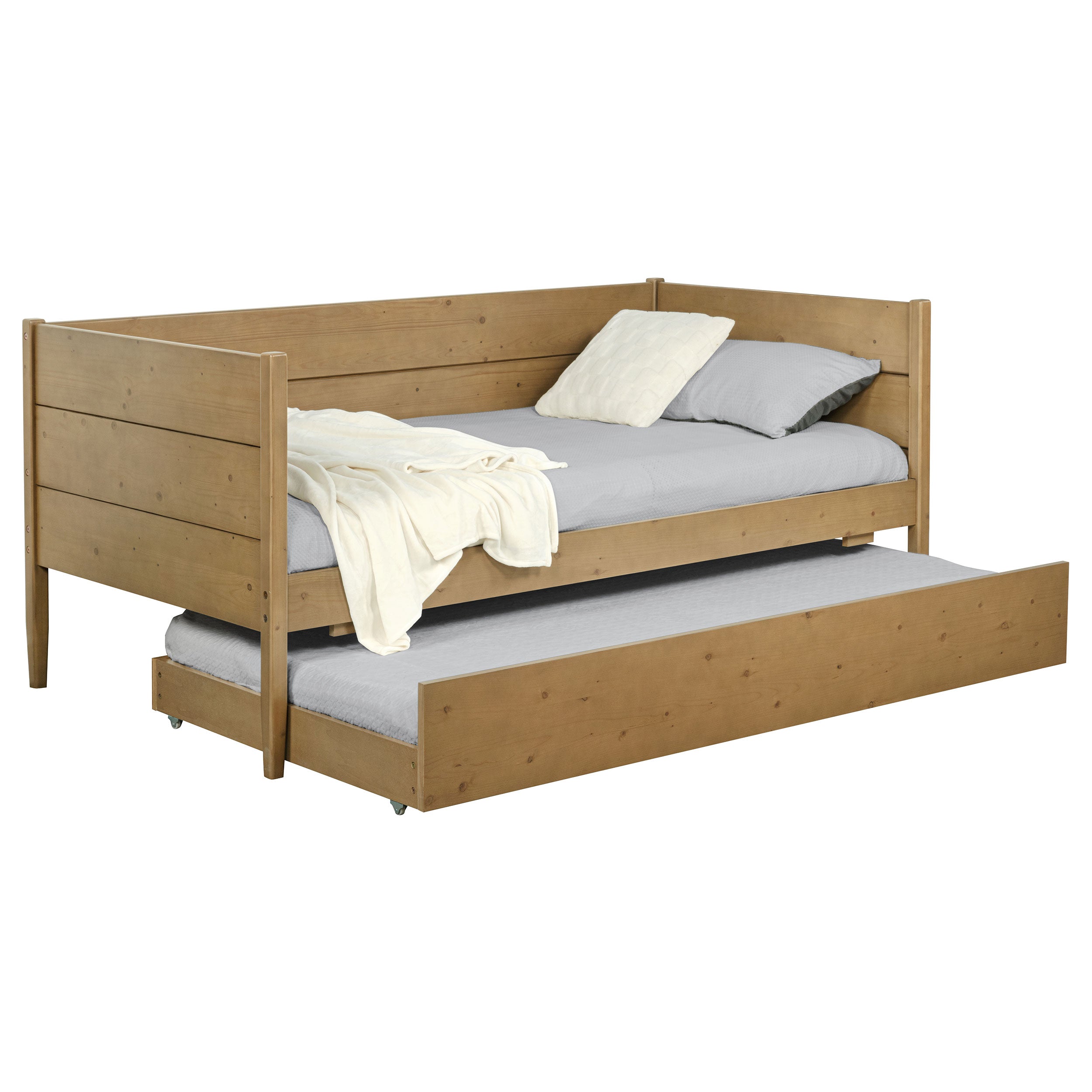 Calinda Wood Twin Daybed With Trundle Natural — view 3