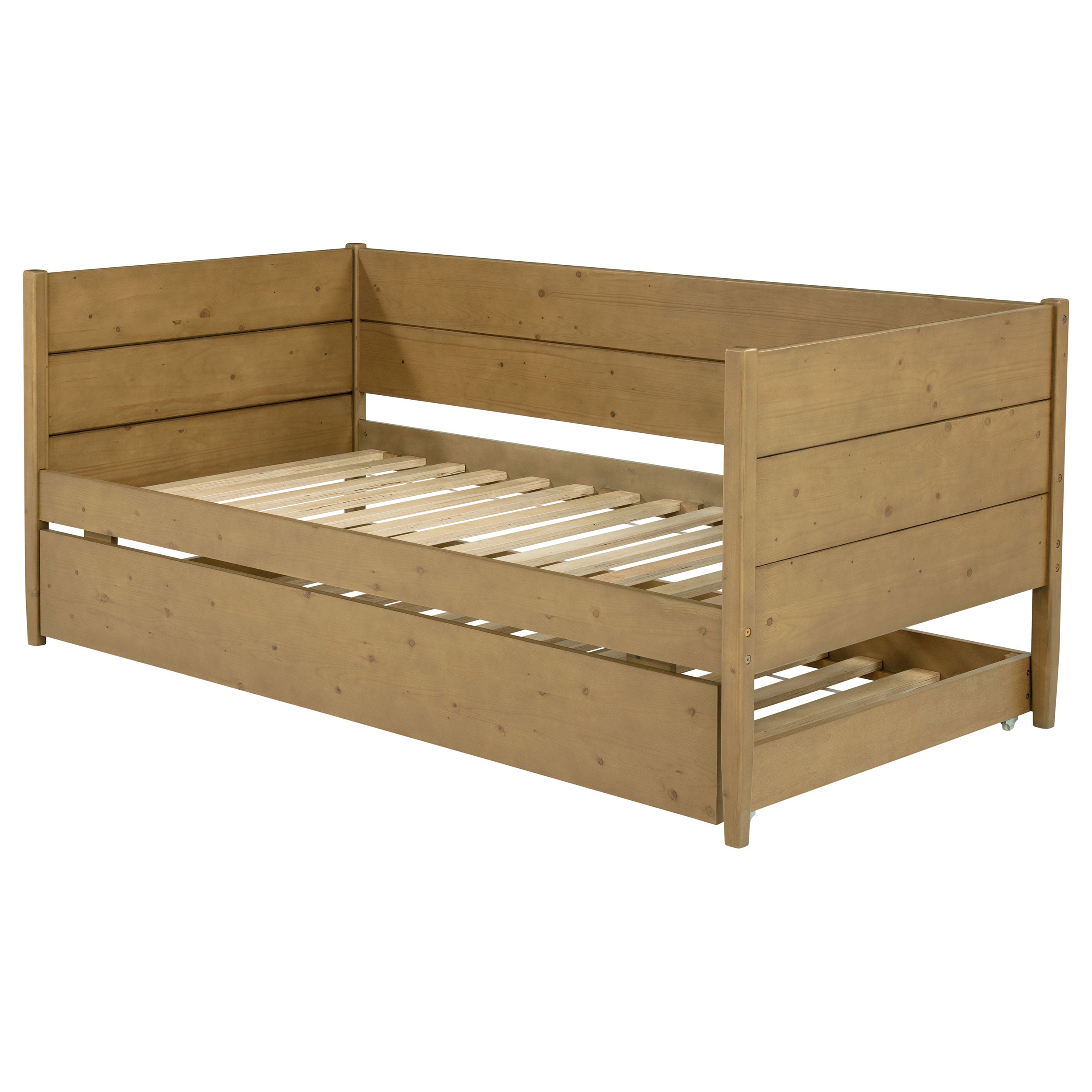 Calinda Wood Twin Daybed With Trundle Natural — view 6