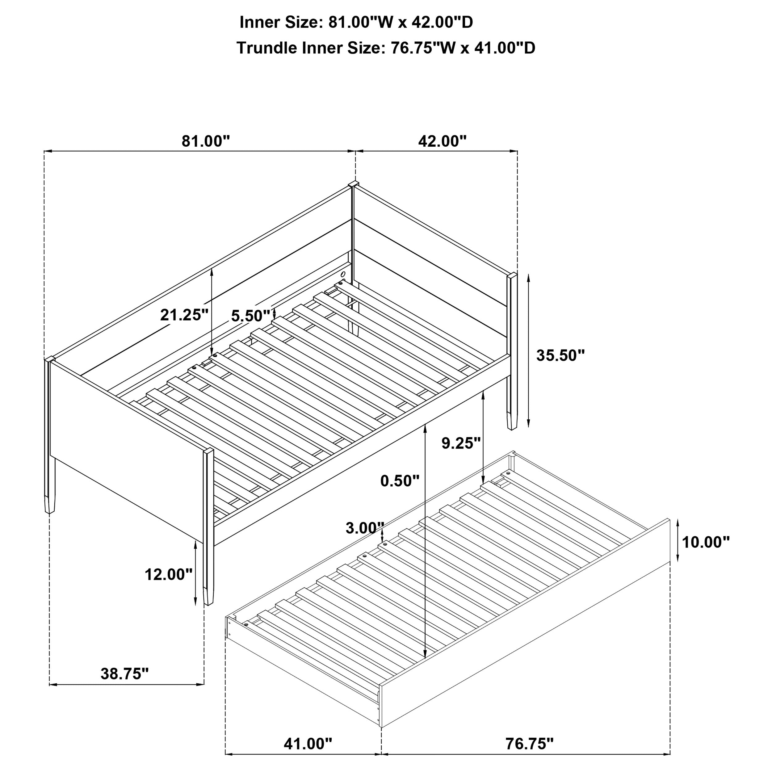 Calinda Wood Twin Daybed With Trundle Natural — view 15