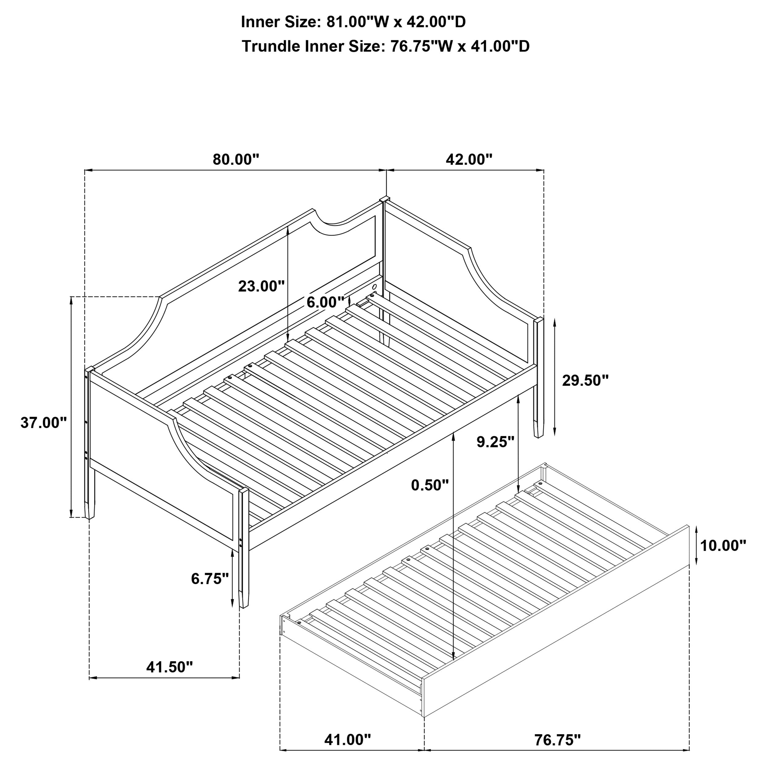 Redding Wood Twin Daybed With Trundle Cherry — view 15