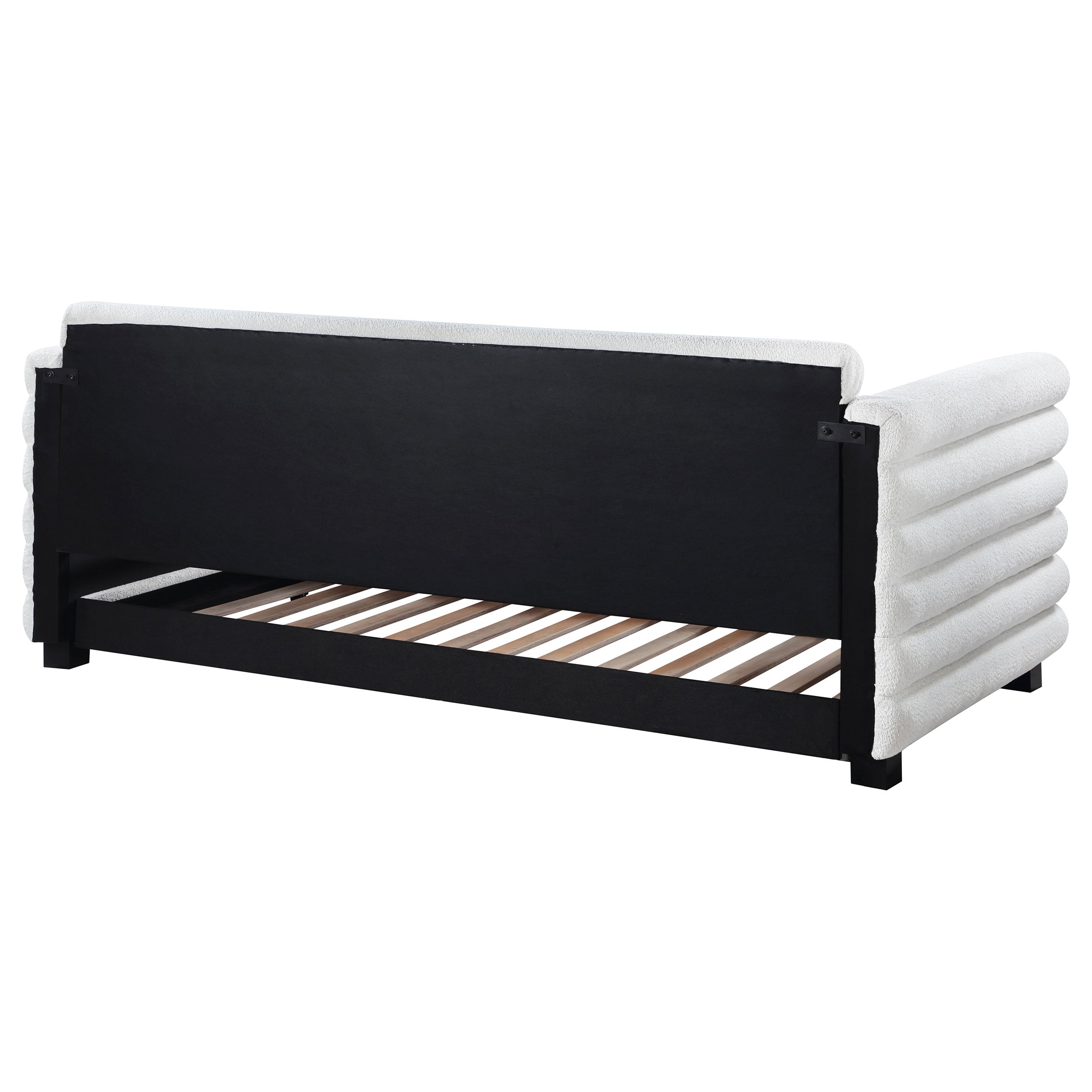 Patricia Boucle Upholstered Twin Day Bed with Trundle White — view 8