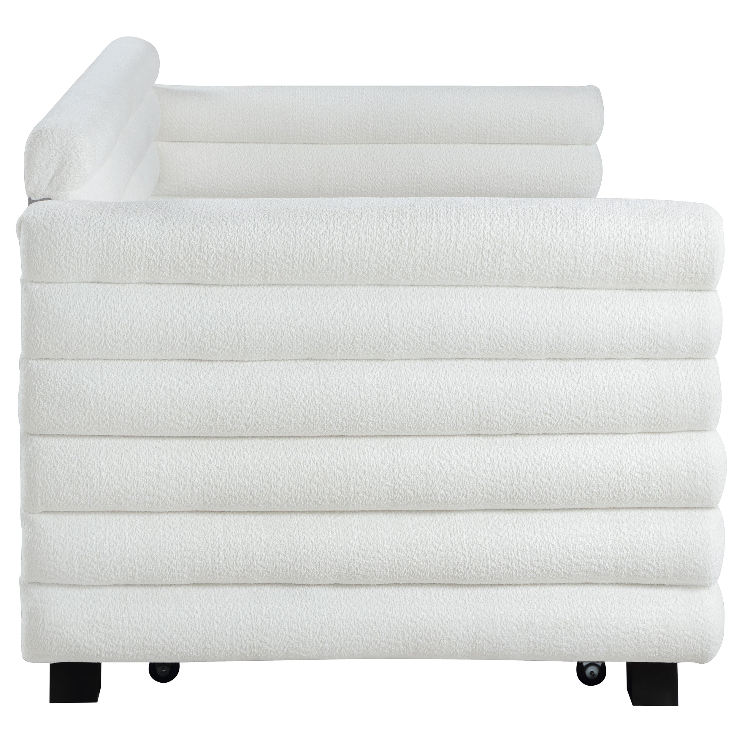 Patricia Boucle Upholstered Twin Day Bed with Trundle White — view 9
