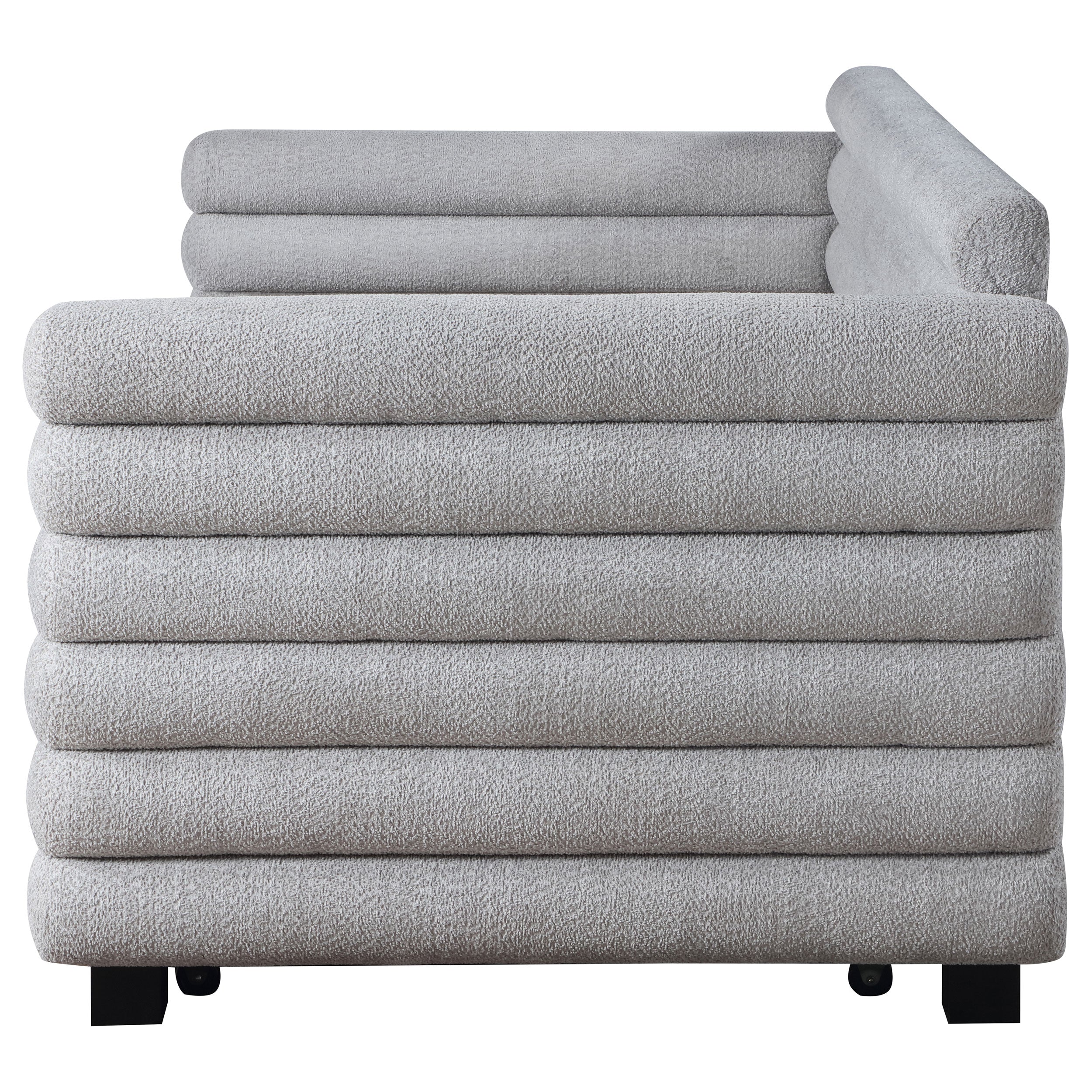 Patricia Boucle Upholstered Twin Day Bed with Trundle Grey — view 6