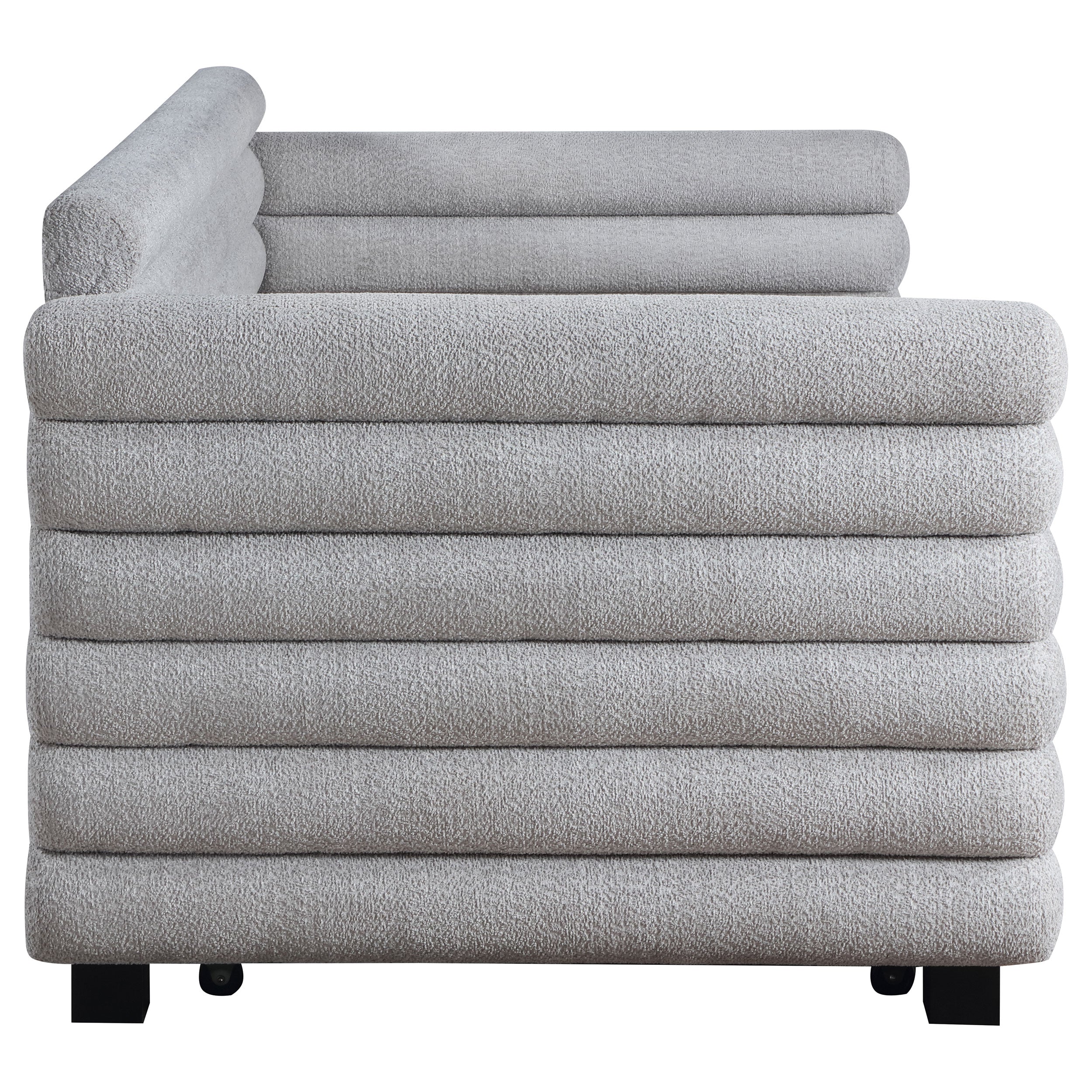 Patricia Boucle Upholstered Twin Day Bed with Trundle Grey — view 9