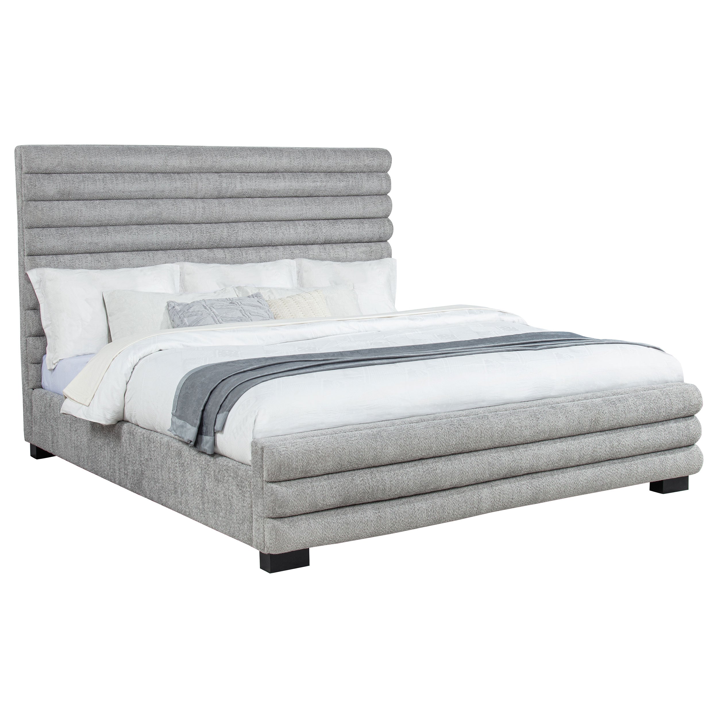 Patricia 58-inch Boucle Upholstered Eastern King Bed Grey — view 3