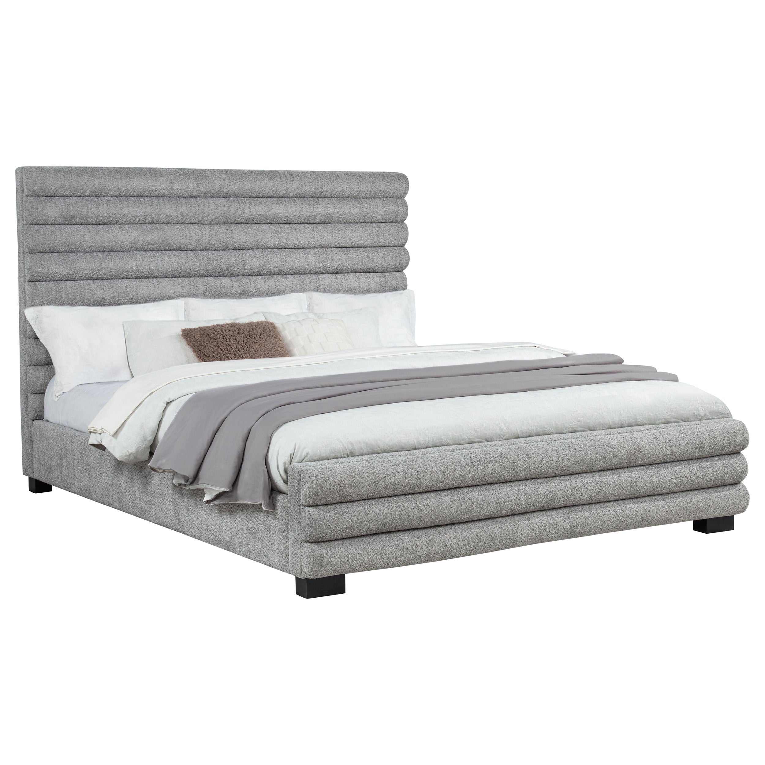 Patricia 58-inch Boucle Upholstered California King Bed Grey — view 3