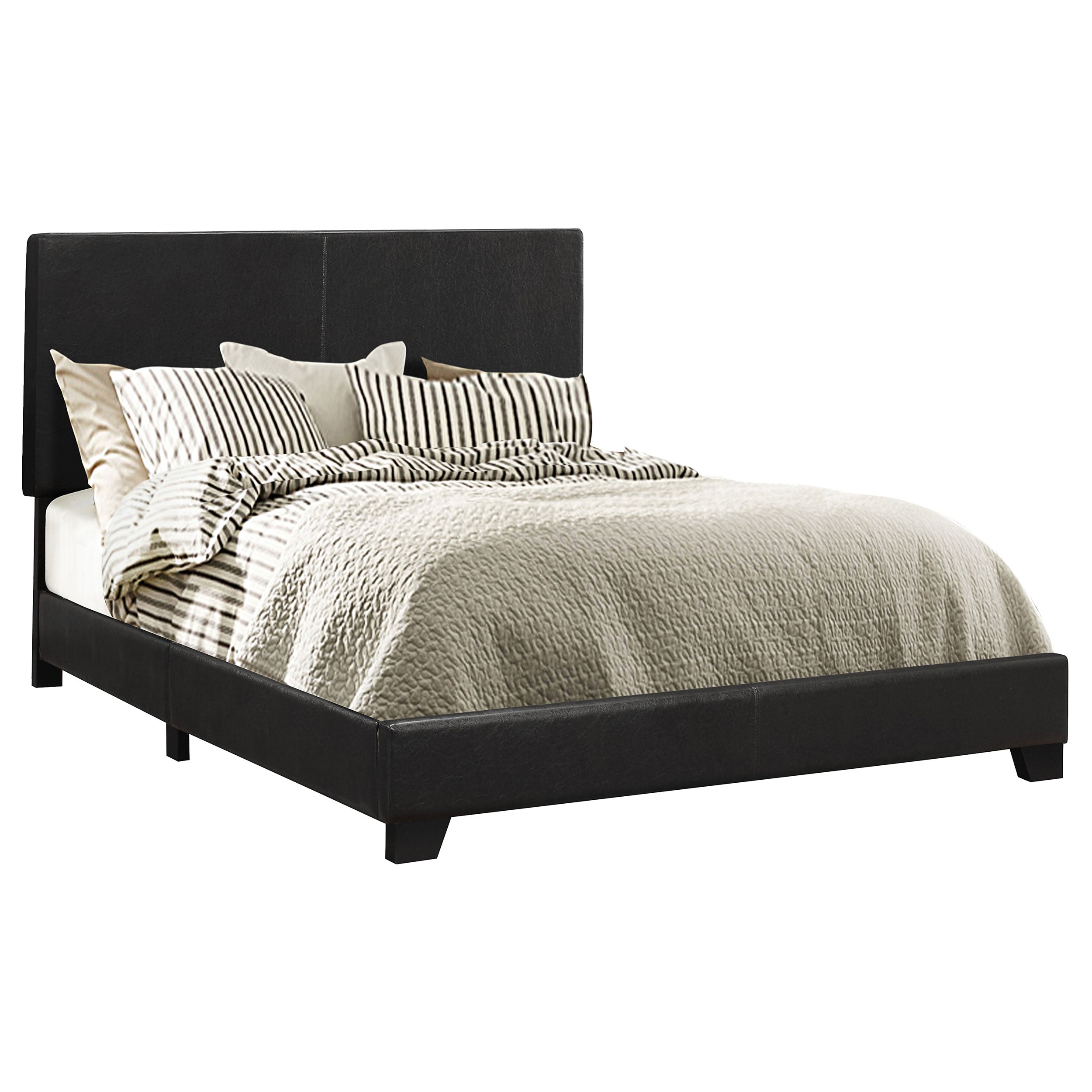 Dorian Faux Leather Upholstered California King Bed Black — view 1