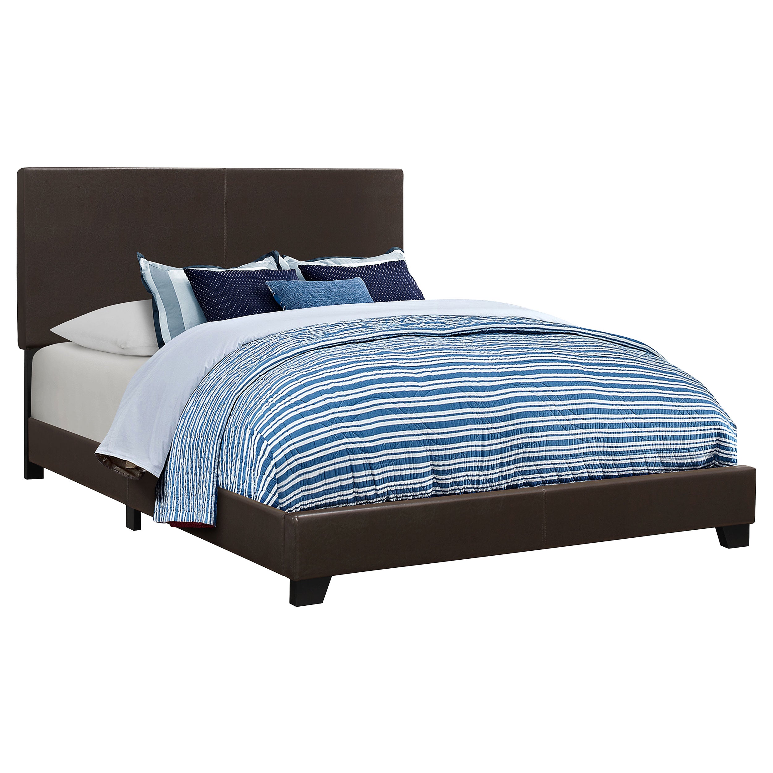Dorian Faux Leather Upholstered California King Bed Brown — view 1