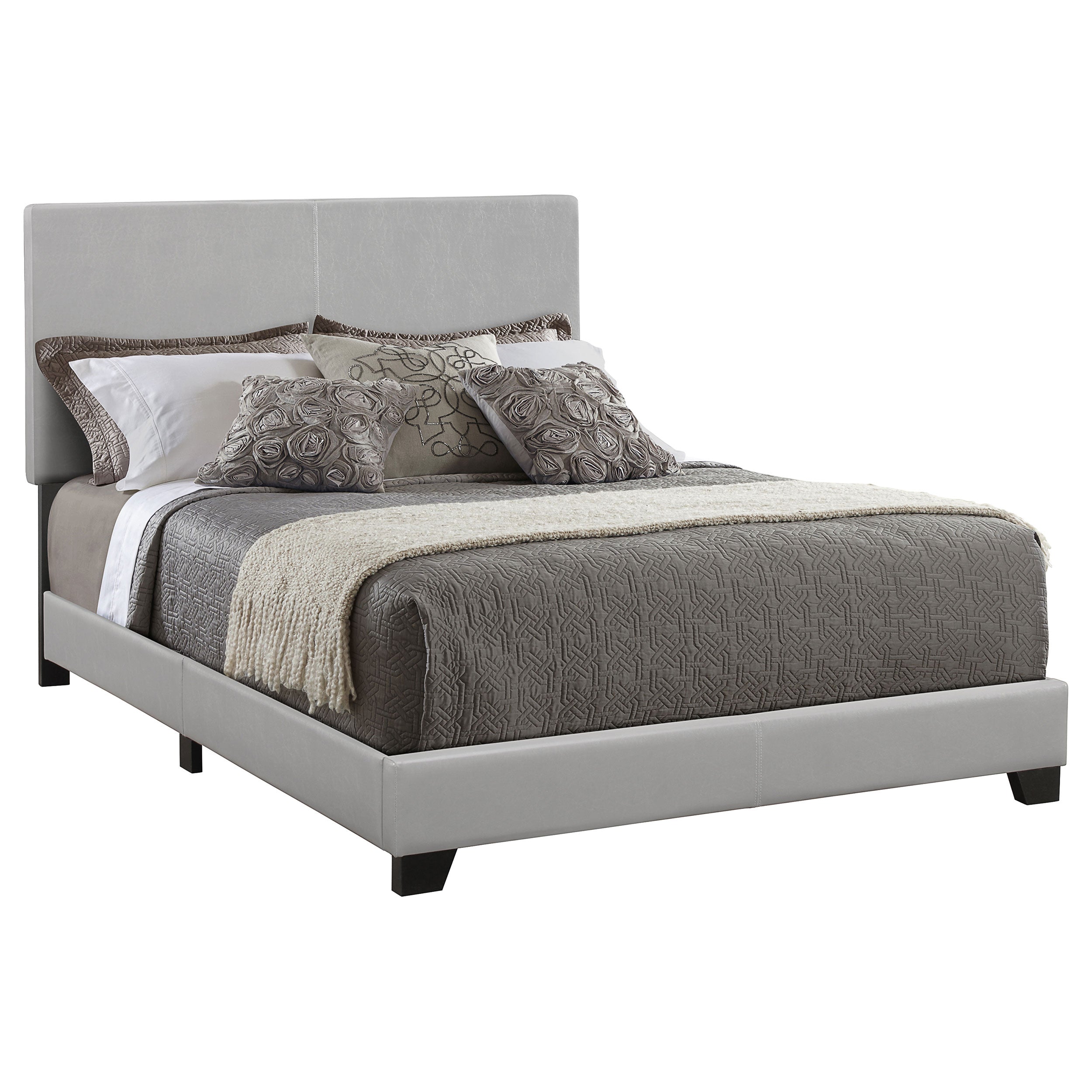 Dorian Faux Leather Upholstered Eastern King Panel Bed Grey — view 1