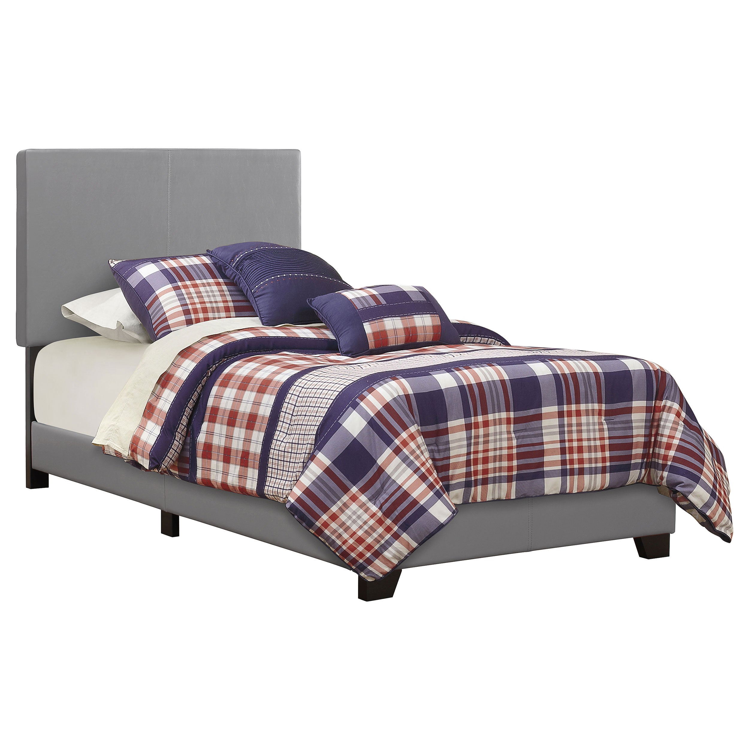 Dorian Faux Leather Upholstered Twin Panel Bed Grey — view 1
