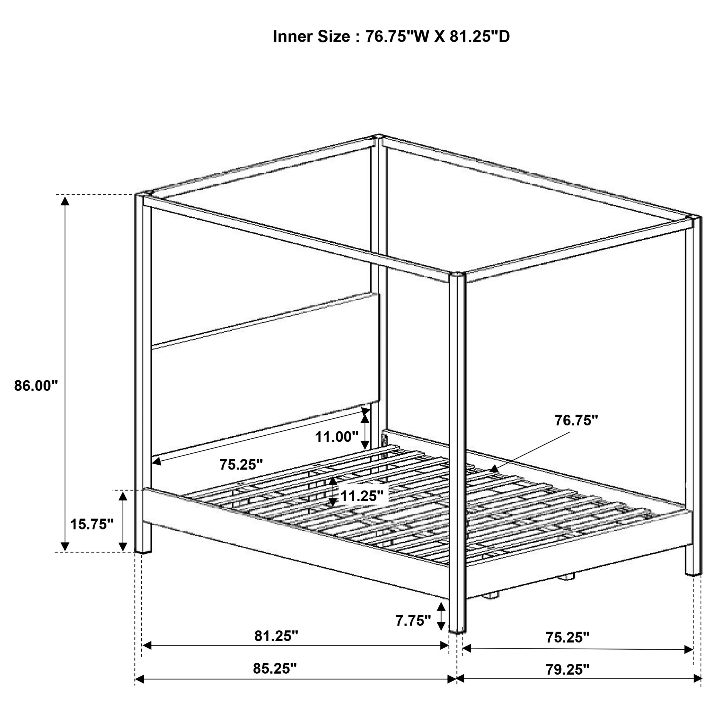 Monroe Upholstered Eastern King Canopy Bed Vanilla — view 10