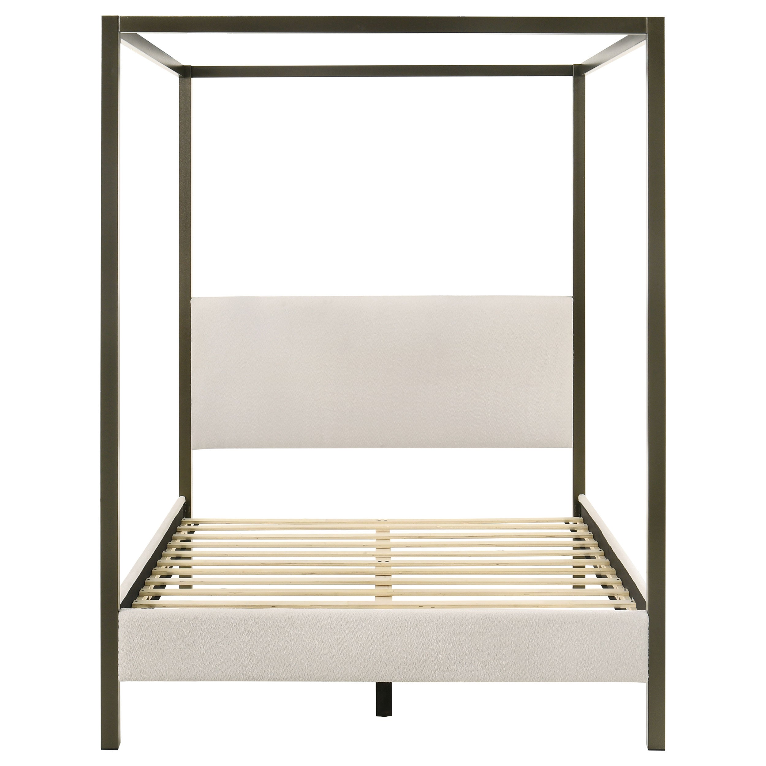 Monroe Upholstered Queen Canopy Bed Vanilla — view 4