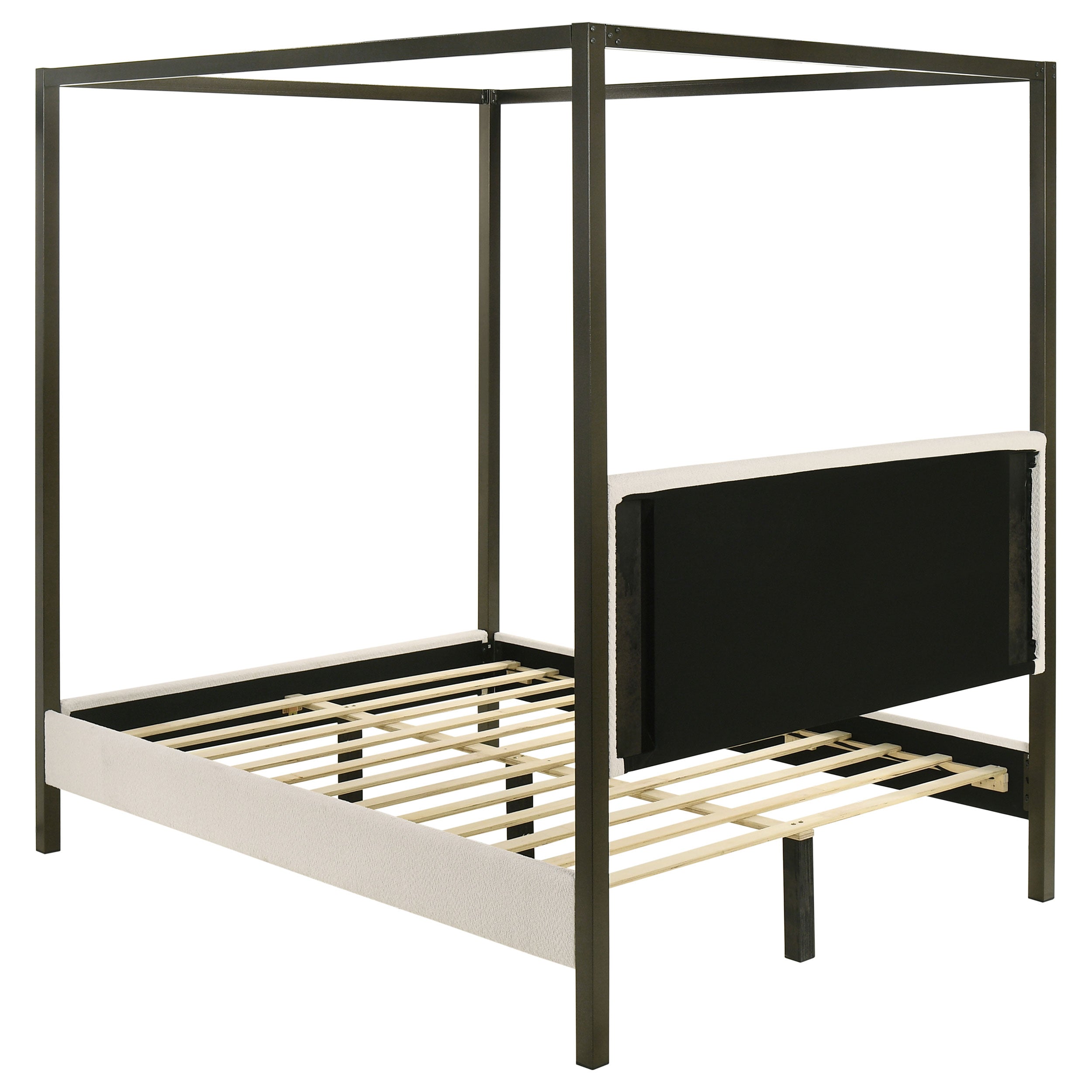 Monroe Upholstered Queen Canopy Bed Vanilla — view 5