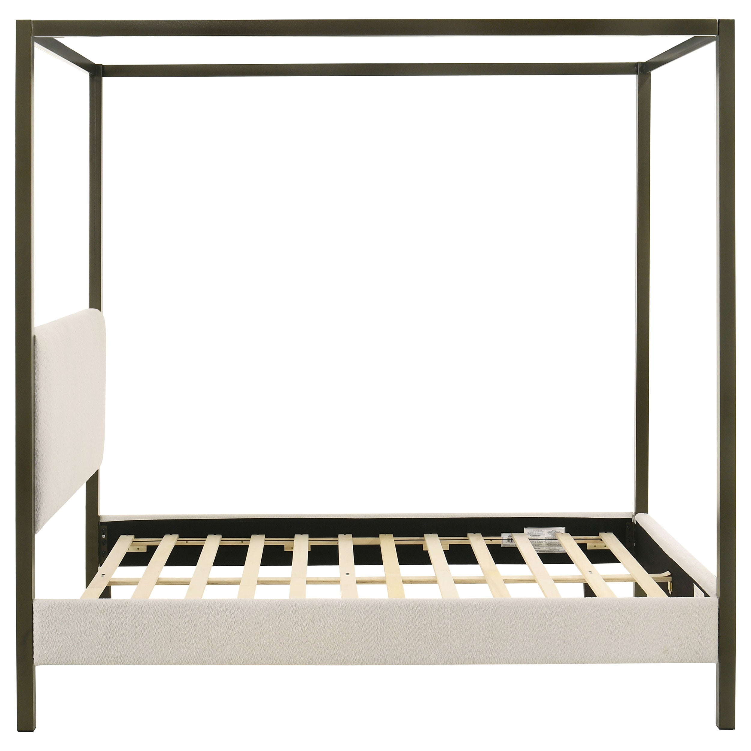 Monroe Upholstered Queen Canopy Bed Vanilla — view 6
