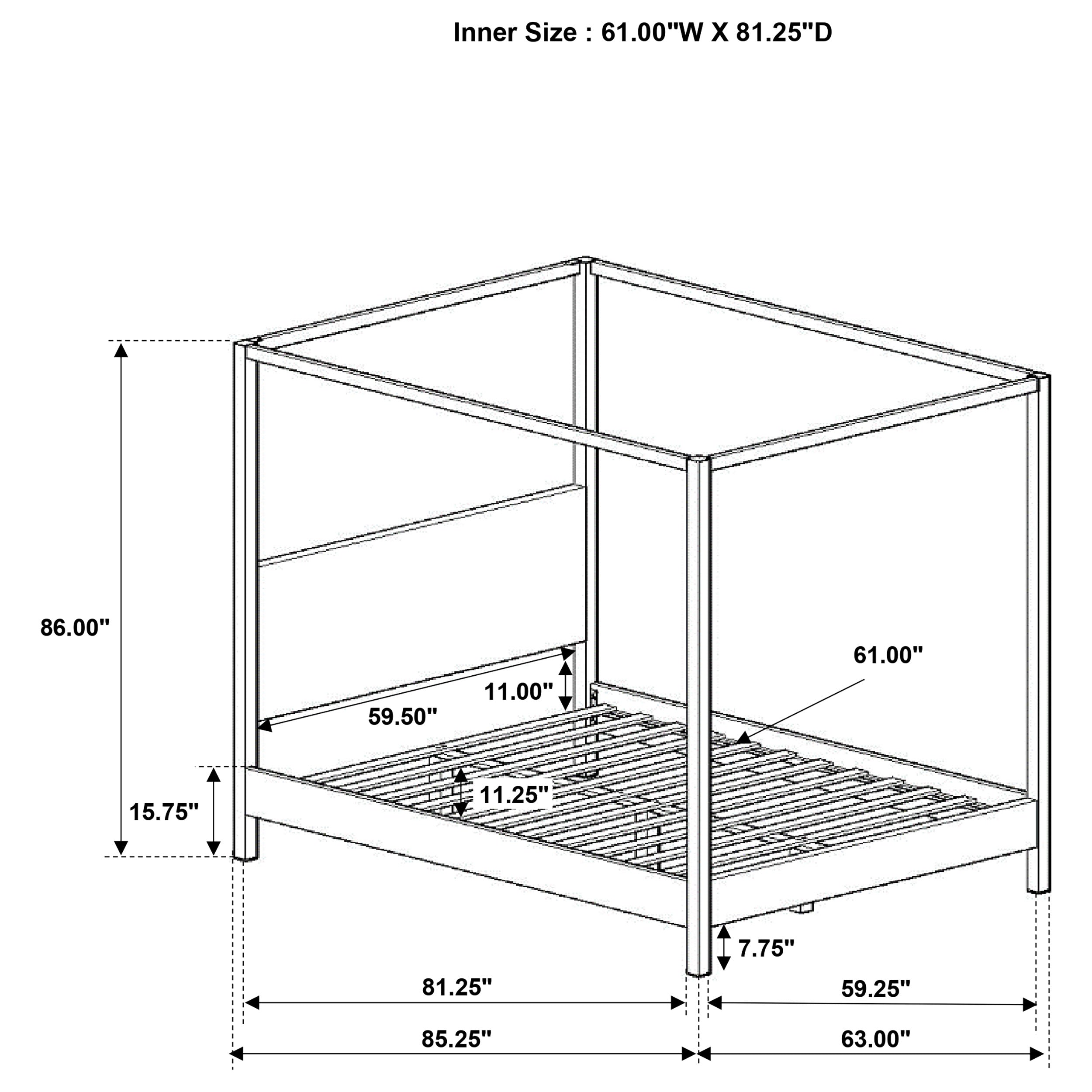 Monroe Upholstered Queen Canopy Bed Vanilla — view 10