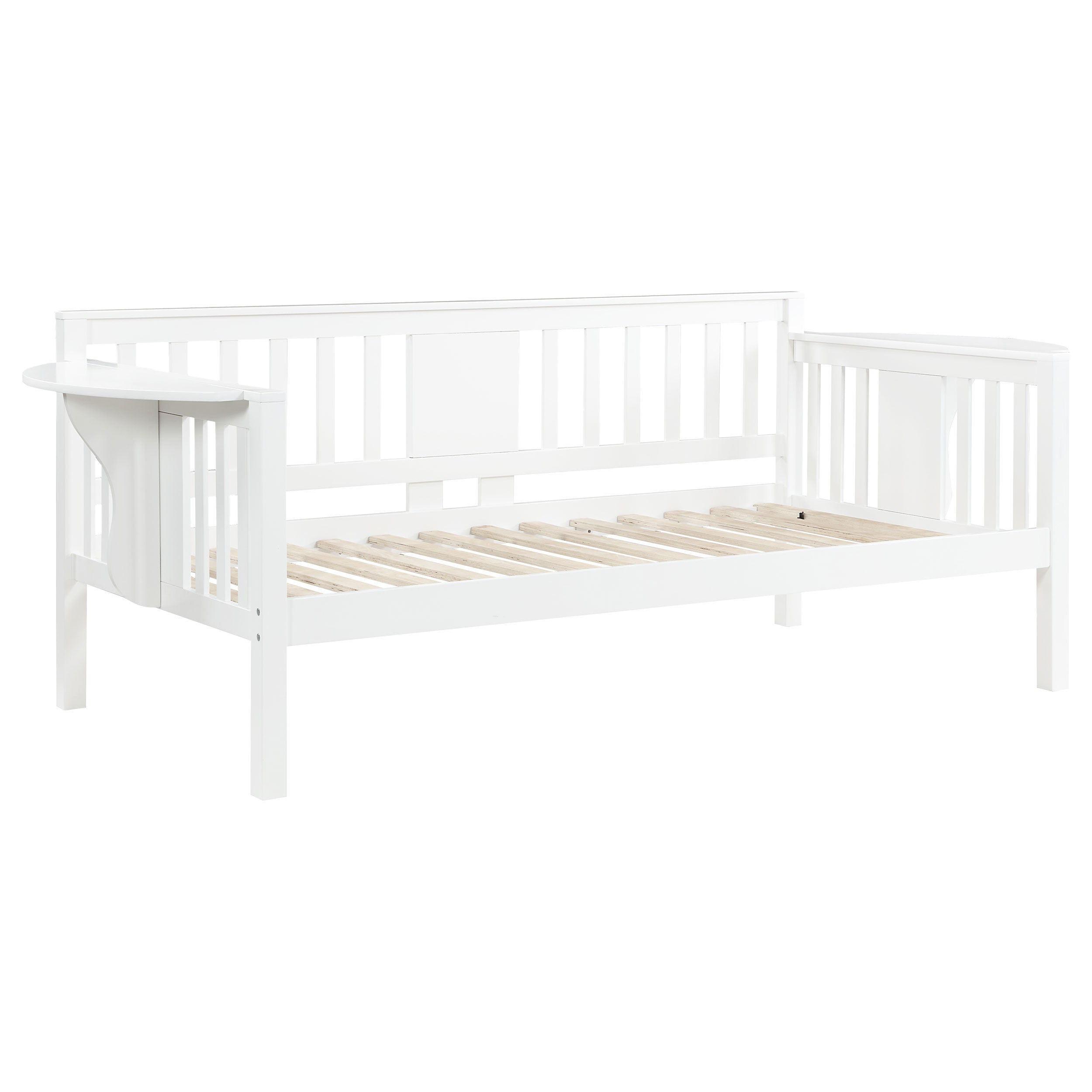 Bethany Wood Twin Daybed with Drop-down Tables White — view 1